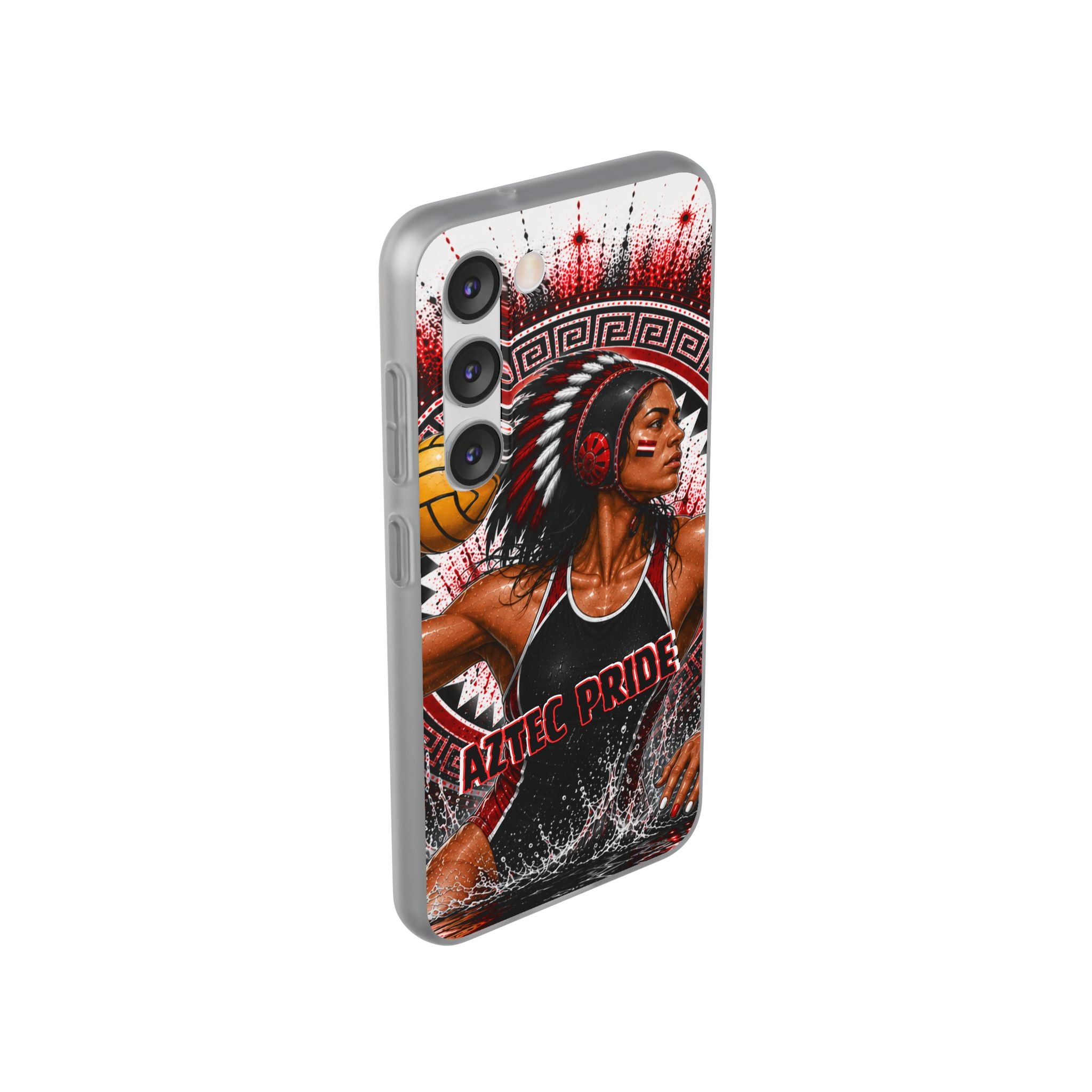 Aztec Water Polo Warrior – Flexi Phone Case (iPhone & Samsung • Clear TPU • Made in USA • Personalized Option)