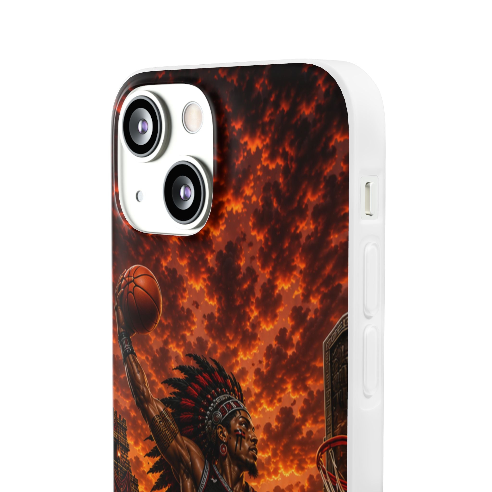 Aztec Basketball Male Warrior – Flexi Phone Case (iPhone & Samsung • Clear TPU • Made & Shipped in the USA • 🚚 FREE USA Shipping • Personalized Option)