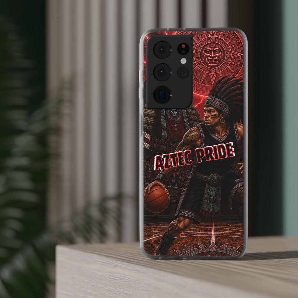 Aztec Basketall Warrior – Flexi Phone Case (iPhone & Samsung • Clear TPU • Made & Shipped in the USA • 🚚 FREE USA Shipping • Personalized Option)