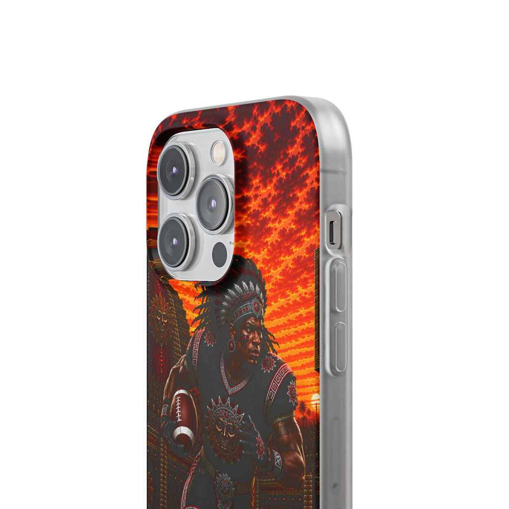 Aztec Football Warrior – Flexi Phone Case (iPhone & Samsung • Clear TPU • Made & Shipped in the USA • 🚚 FREE USA Shipping • Personalized Option)