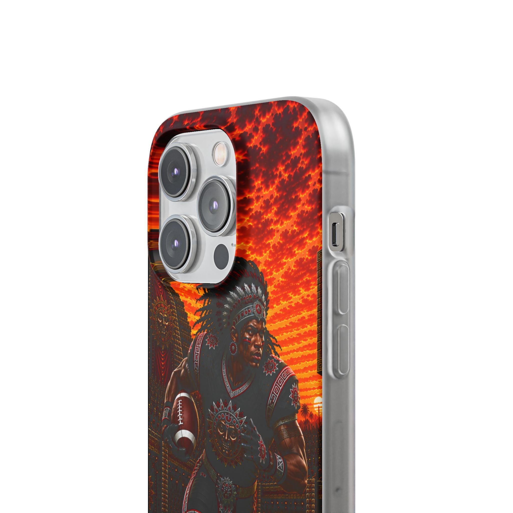 Aztec Football Warrior – Flexi Phone Case (iPhone & Samsung • Clear TPU • Made & Shipped in the USA • 🚚 FREE USA Shipping • Personalized Option)