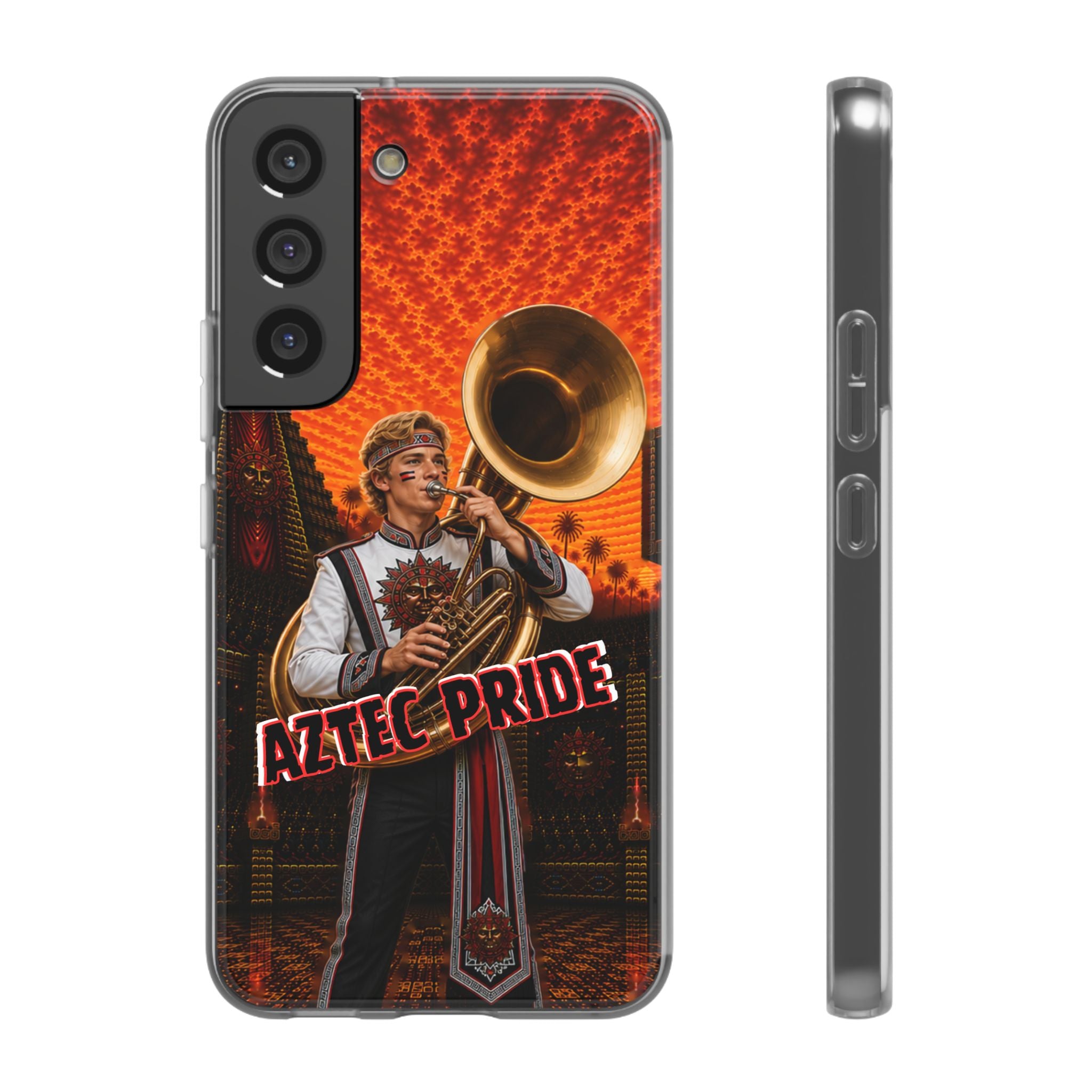 Aztec Band Warrior – Flexi Phone Case (iPhone & Samsung • Clear TPU • Made & Shipped in the USA • 🚚 FREE USA Shipping • Personalized Option)