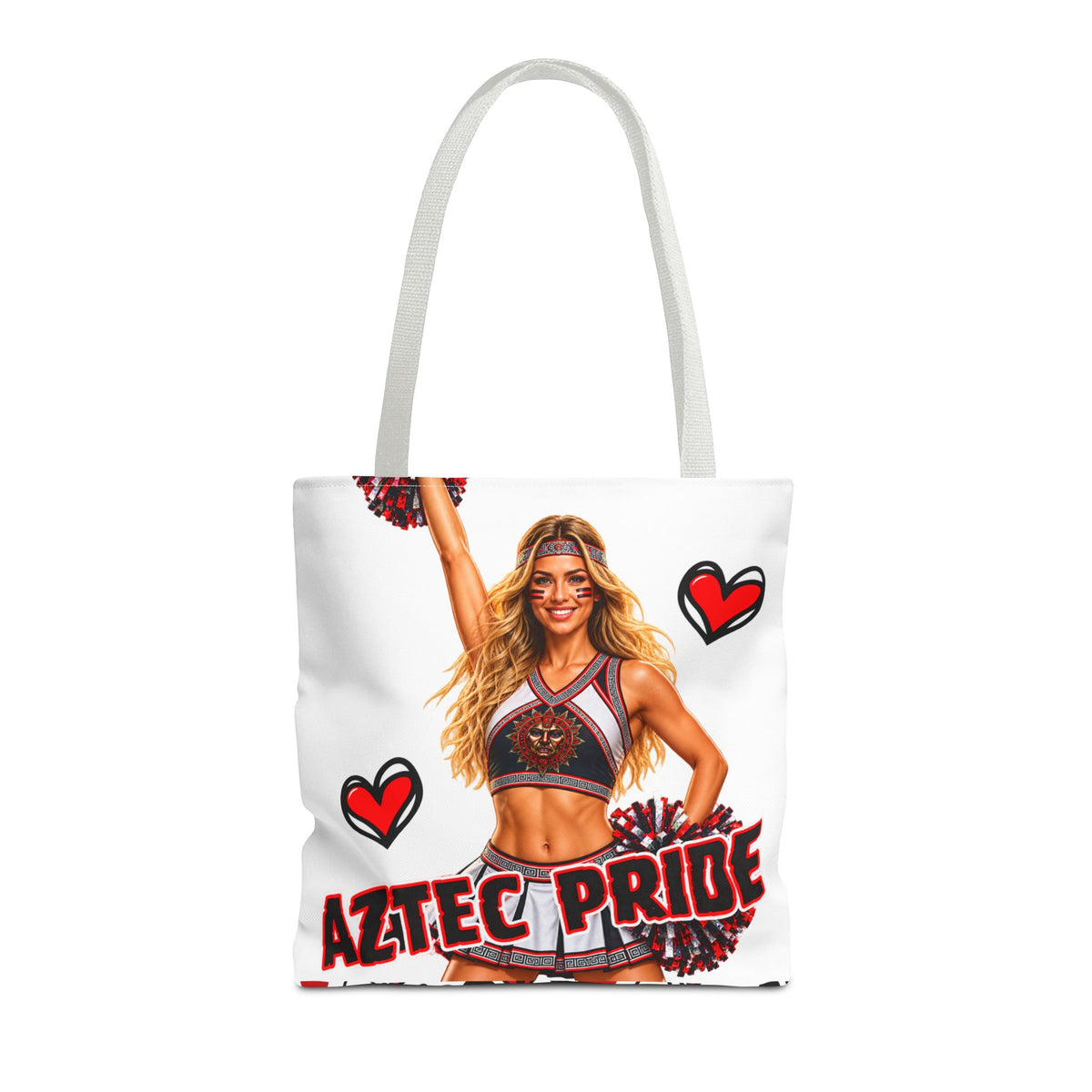 Aztec Cheerleader Warrior Tote Bag | Aztec-Inspired AI Art • Made & Shipped in the USA • 🚚 FREE USA Shipping • FREE Personalization