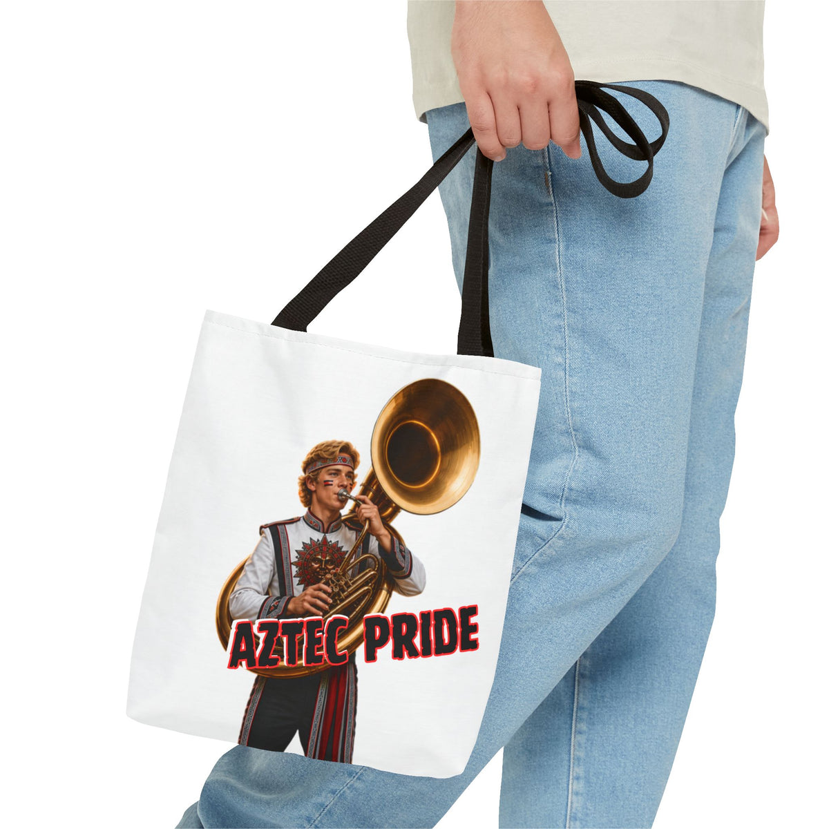 Aztec Band Warrior Tote Bag | Aztec-Inspired AI Art • Made & Shipped in the USA • 🚚 FREE USA Shipping • FREE Personalization
