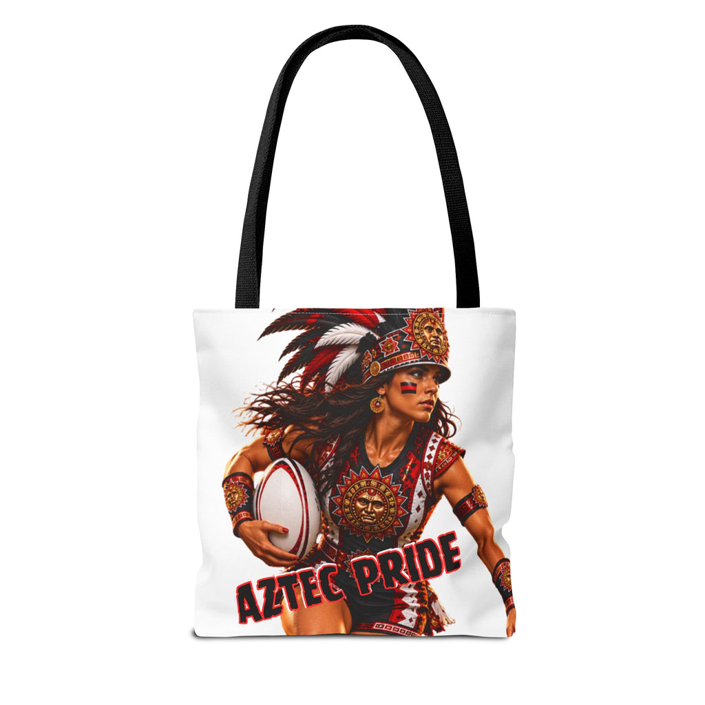 Aztec Rugby Female Warrior Tote Bag | Aztec-Inspired AI Art • Made & Shipped in the USA • 🚚 FREE USA Shipping • FREE Personalization