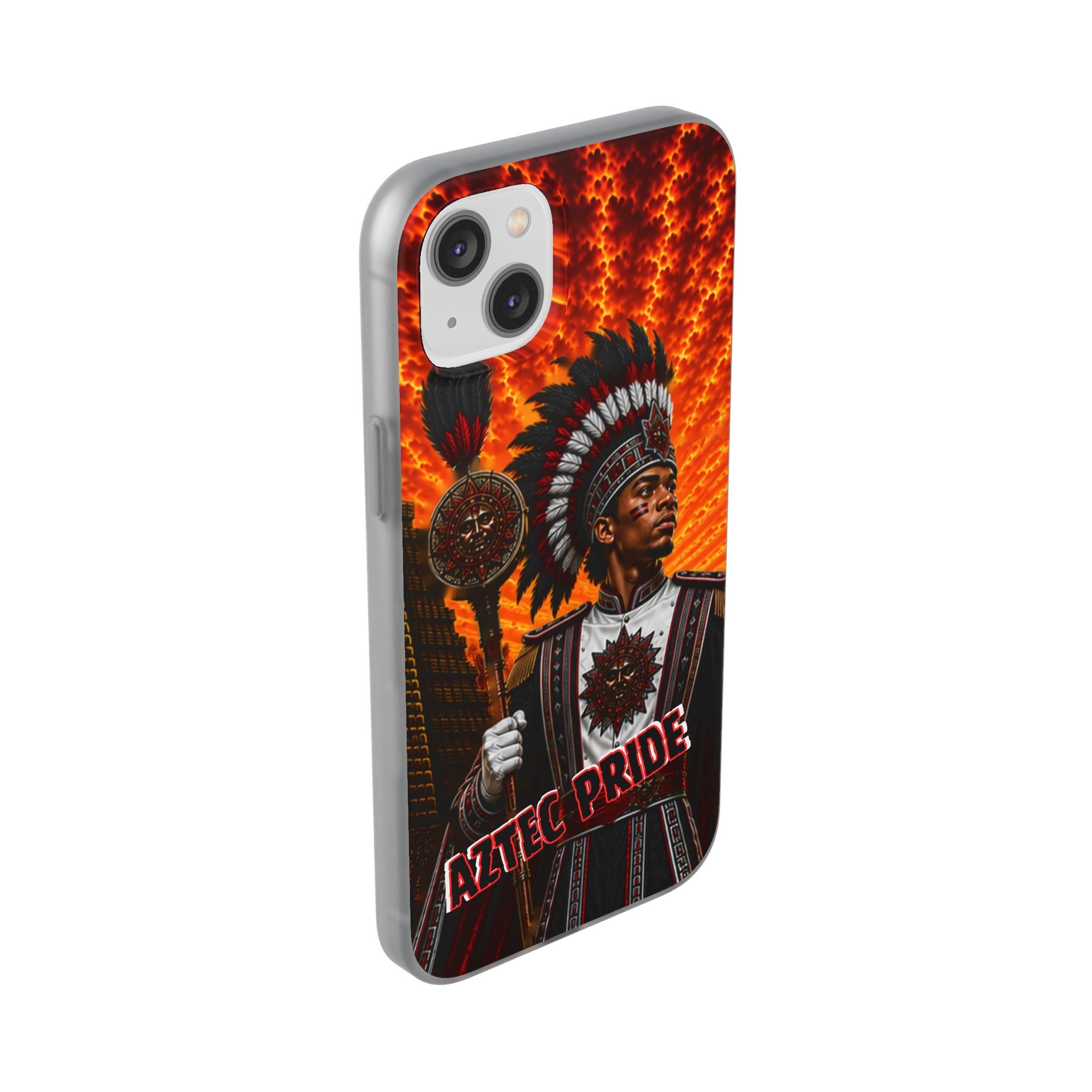 Aztec Drum Major Warrior – Flexi Phone Case (iPhone & Samsung • Clear TPU • Made & Shipped in the USA • 🚚 FREE USA Shipping • Personalized Option)