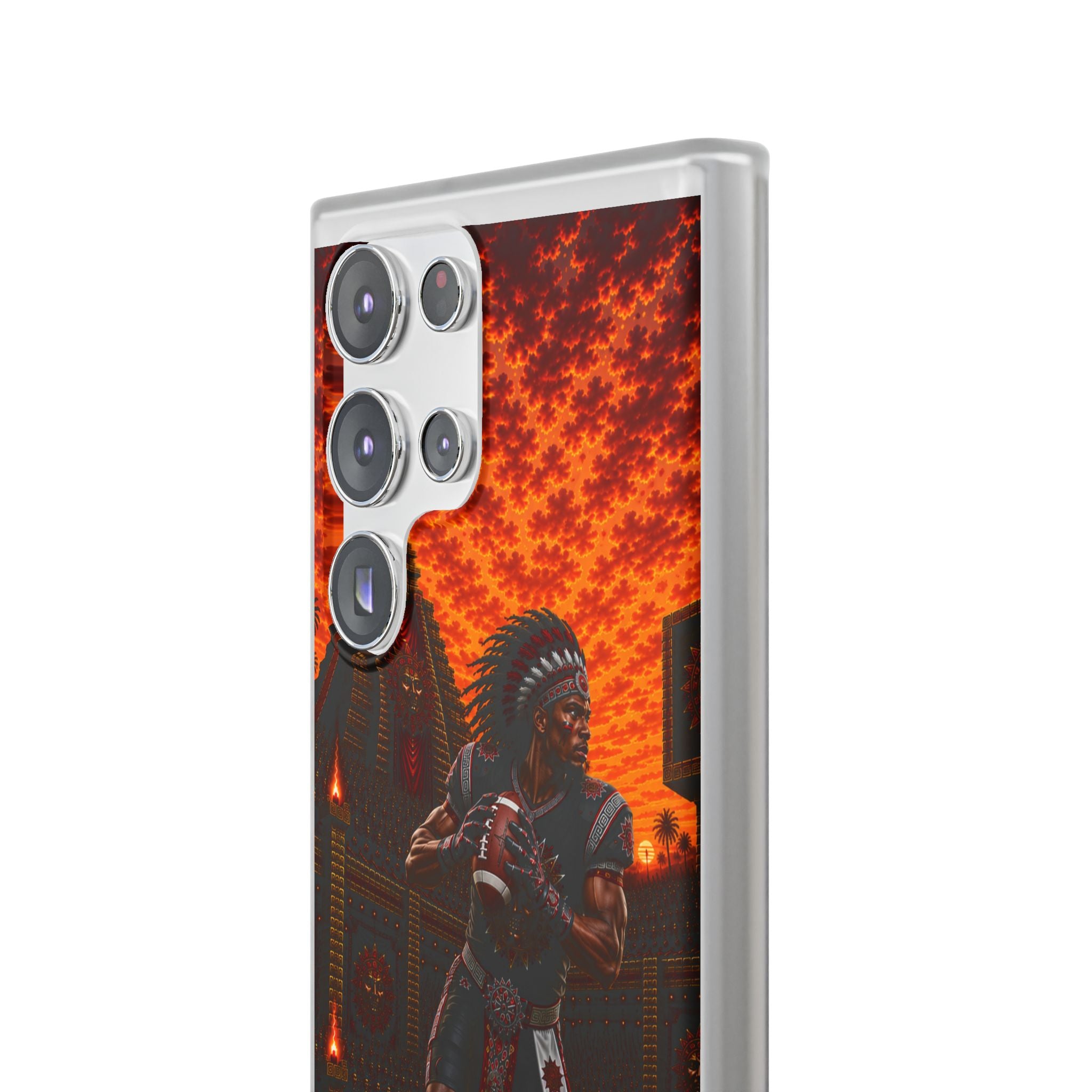 Aztec Football Warrior – Flexi Phone Case (iPhone & Samsung • Clear TPU • Made & Shipped in the USA • 🚚 FREE USA Shipping • Personalized Option)