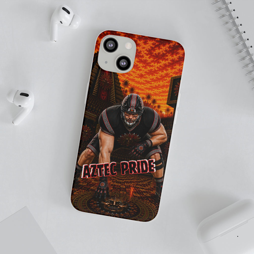 Aztec Football Warrior – Flexi Phone Case (iPhone & Samsung • Clear TPU • Made & Shipped in the USA • 🚚 FREE USA Shipping • Personalized Option)