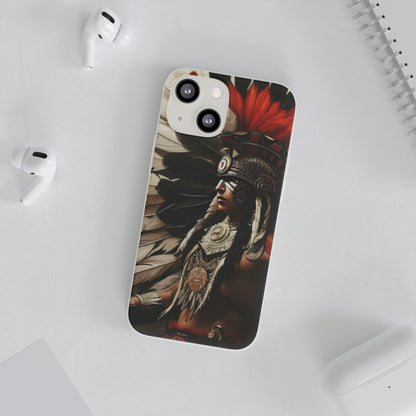 Aztec Fierce Warrior – Flexi Phone Case (iPhone & Samsung • Clear TPU • Made in USA • Personalized Option)