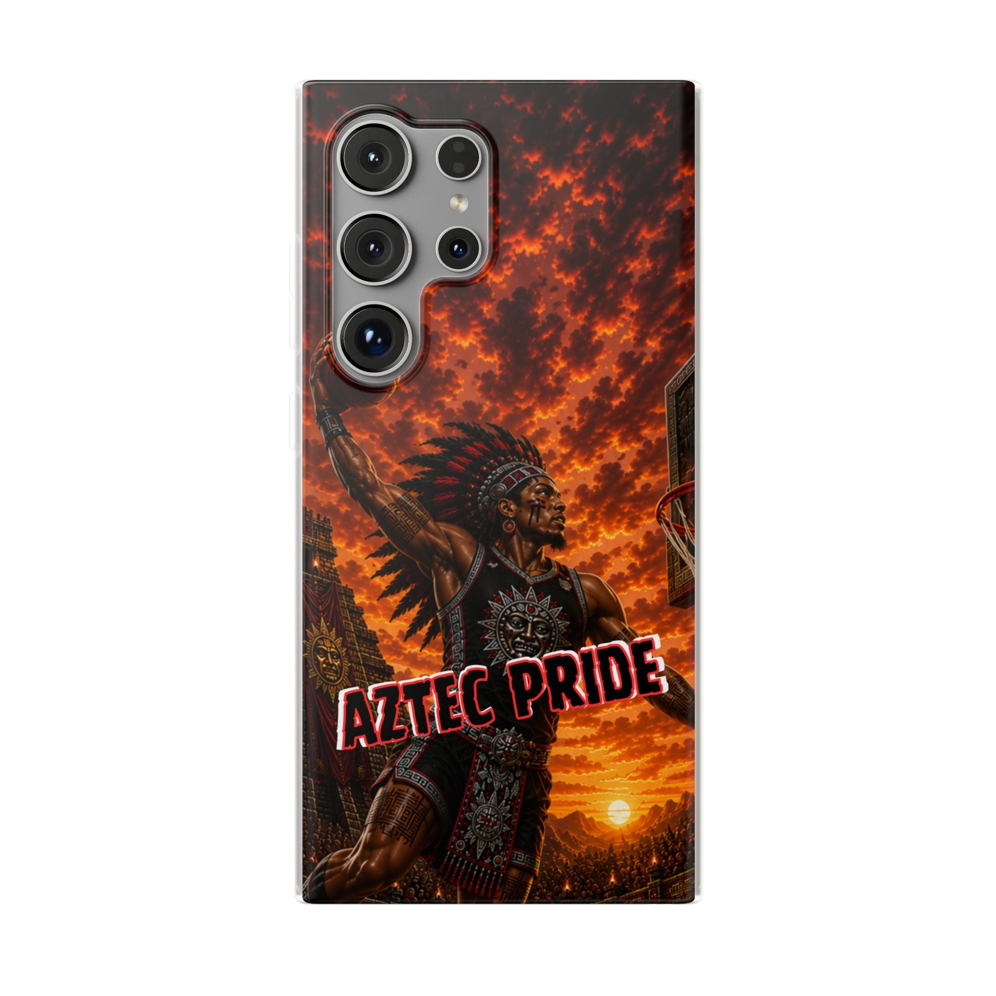 Aztec Basketball Male Warrior – Flexi Phone Case (iPhone & Samsung • Clear TPU • Made & Shipped in the USA • 🚚 FREE USA Shipping • Personalized Option)