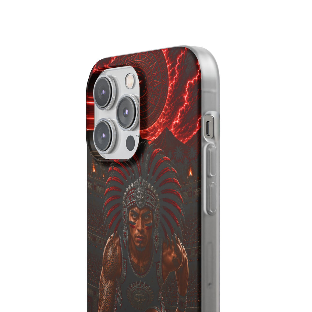 Aztec Track & Field Male Warrior – Flexi Phone Case (iPhone & Samsung • Clear TPU • Made & Shipped in the USA • 🚚 FREE USA Shipping • Personalized Option)