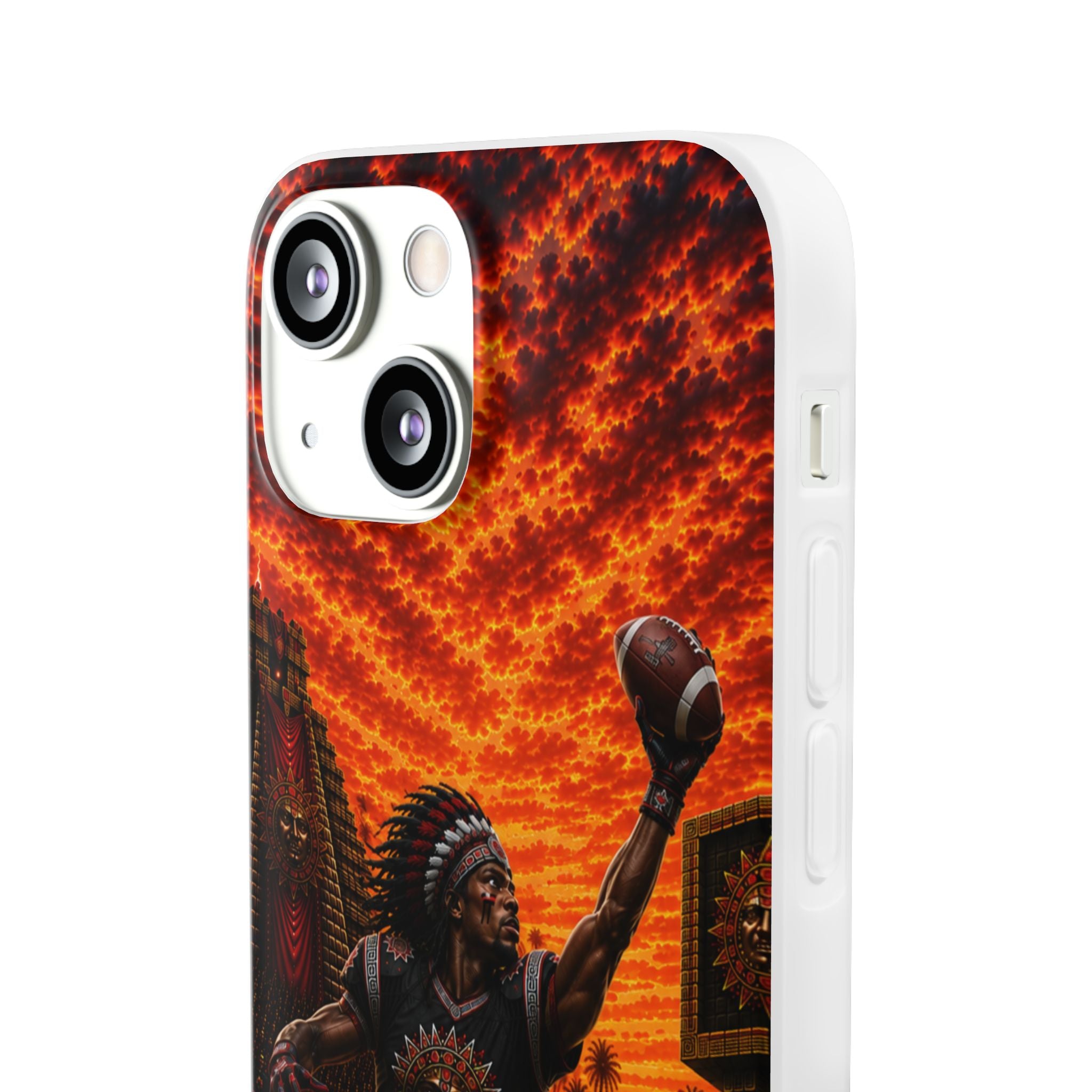 Aztec Football Warrior – Flexi Phone Case (iPhone & Samsung • Clear TPU • Made & Shipped in the USA • 🚚 FREE USA Shipping • Personalized Option)