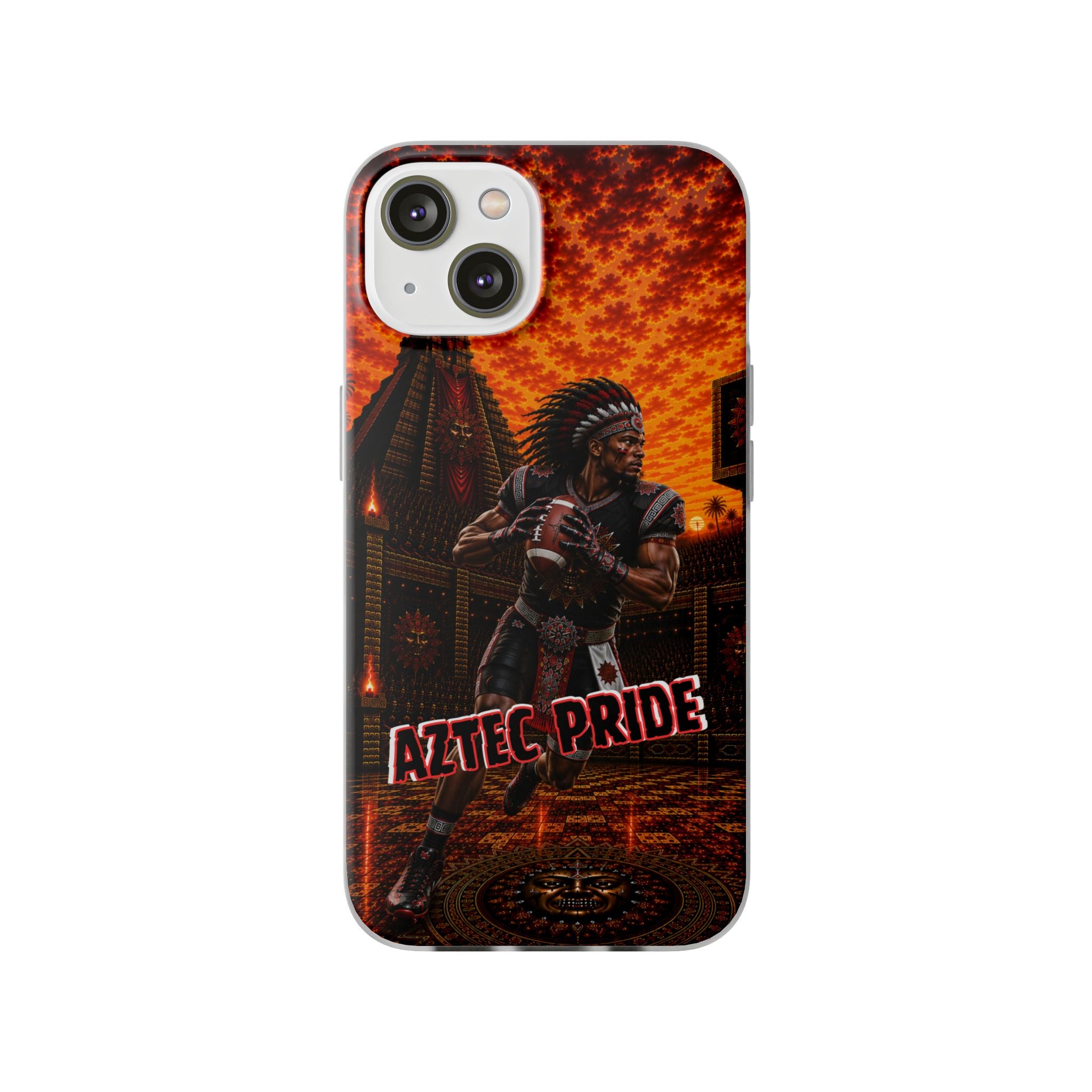 Aztec Football Warrior – Flexi Phone Case (iPhone & Samsung • Clear TPU • Made & Shipped in the USA • 🚚 FREE USA Shipping • Personalized Option)