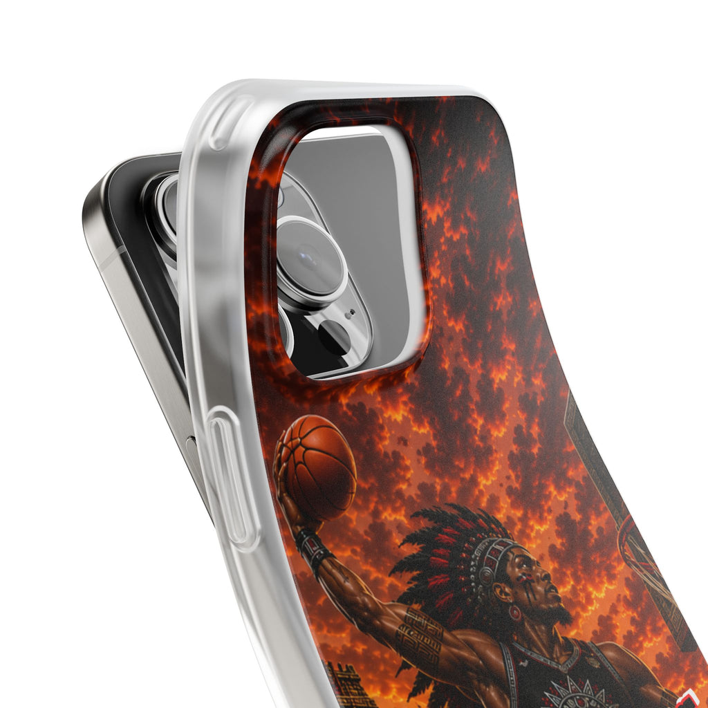 Aztec Basketball Male Warrior – Flexi Phone Case (iPhone & Samsung • Clear TPU • Made & Shipped in the USA • 🚚 FREE USA Shipping • Personalized Option)