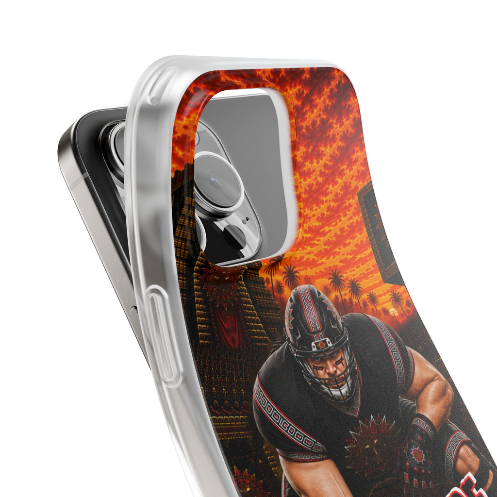 Aztec Football Warrior – Flexi Phone Case (iPhone & Samsung • Clear TPU • Made & Shipped in the USA • 🚚 FREE USA Shipping • Personalized Option)