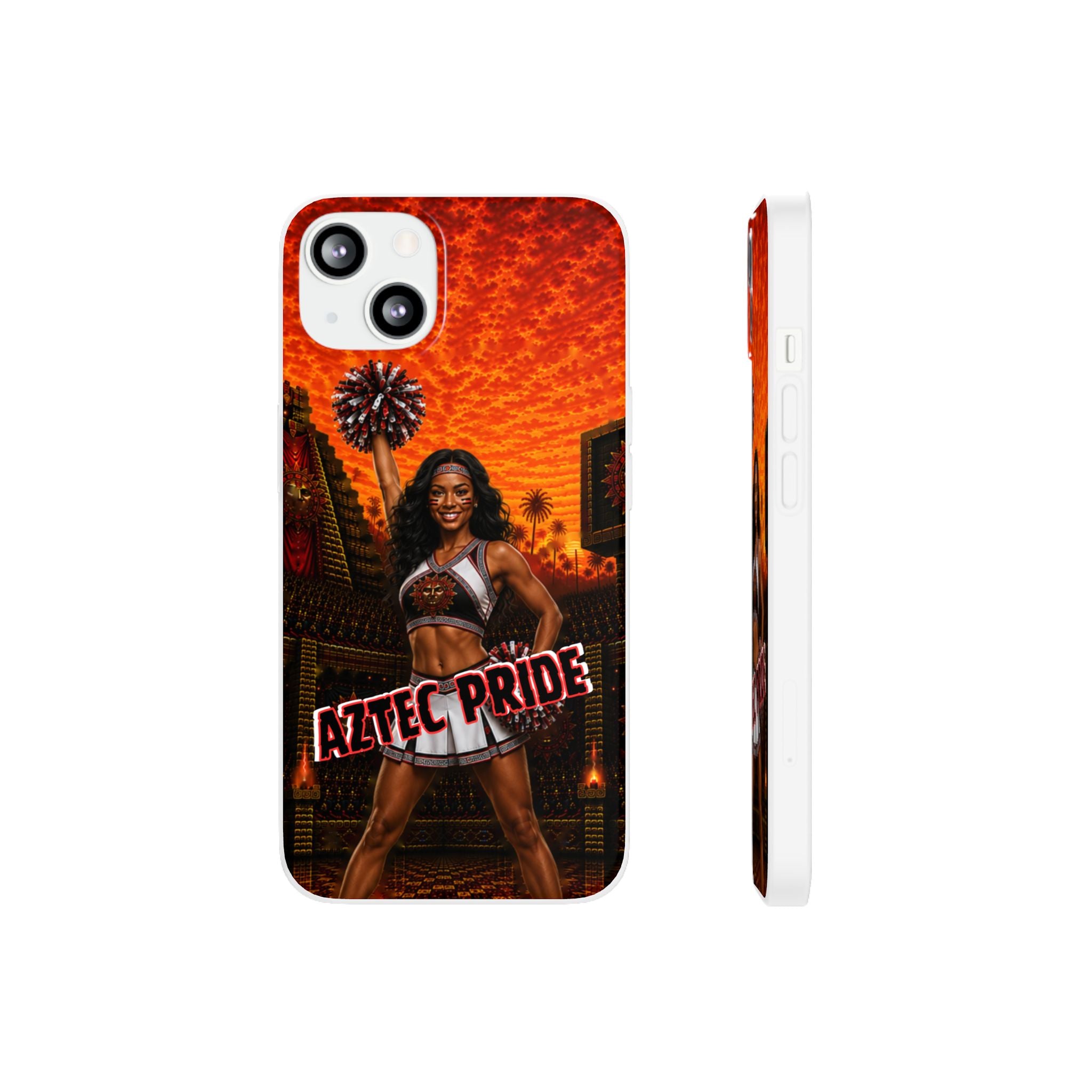 Aztec Cheerleader Warrior – Flexi Phone Case (iPhone & Samsung • Clear TPU • Made & Shipped in the USA • 🚚 FREE USA Shipping • Personalized Option)