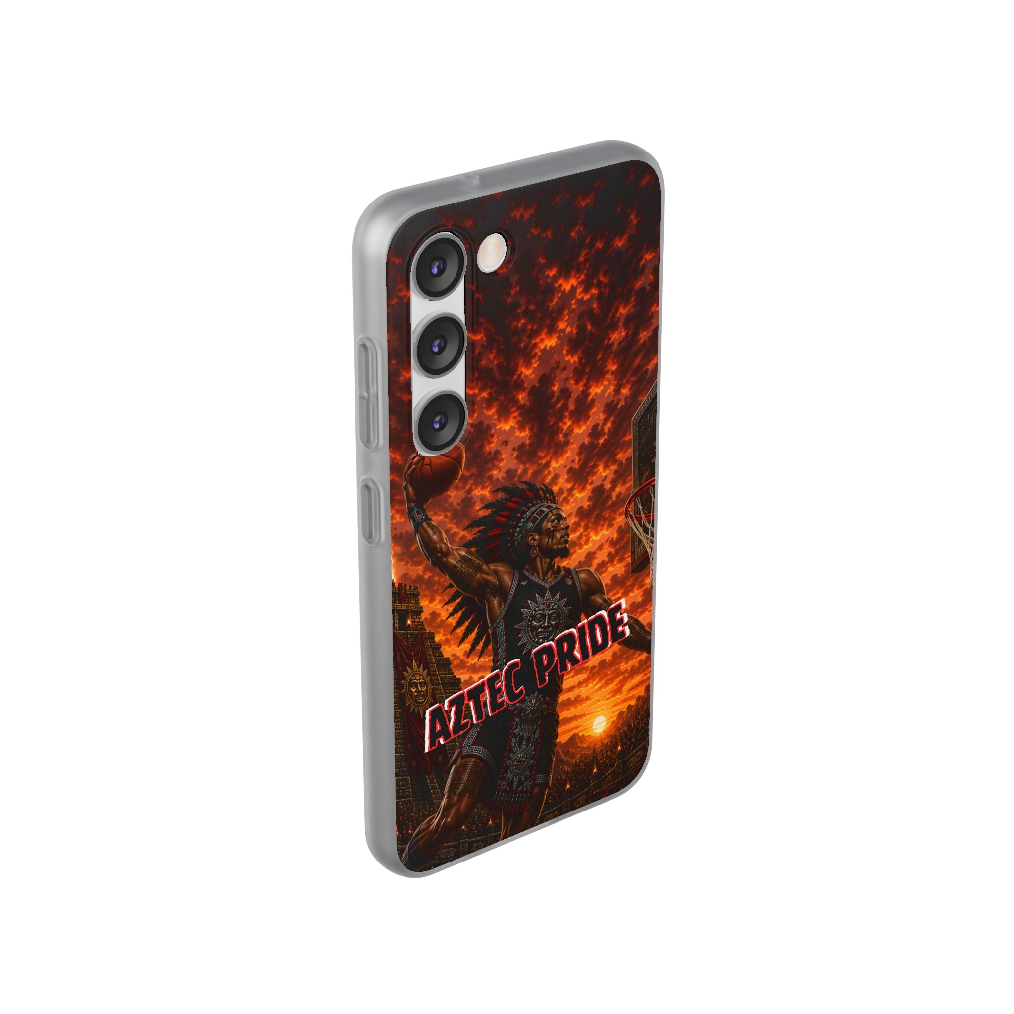 Aztec Basketball Male Warrior – Flexi Phone Case (iPhone & Samsung • Clear TPU • Made & Shipped in the USA • 🚚 FREE USA Shipping • Personalized Option)