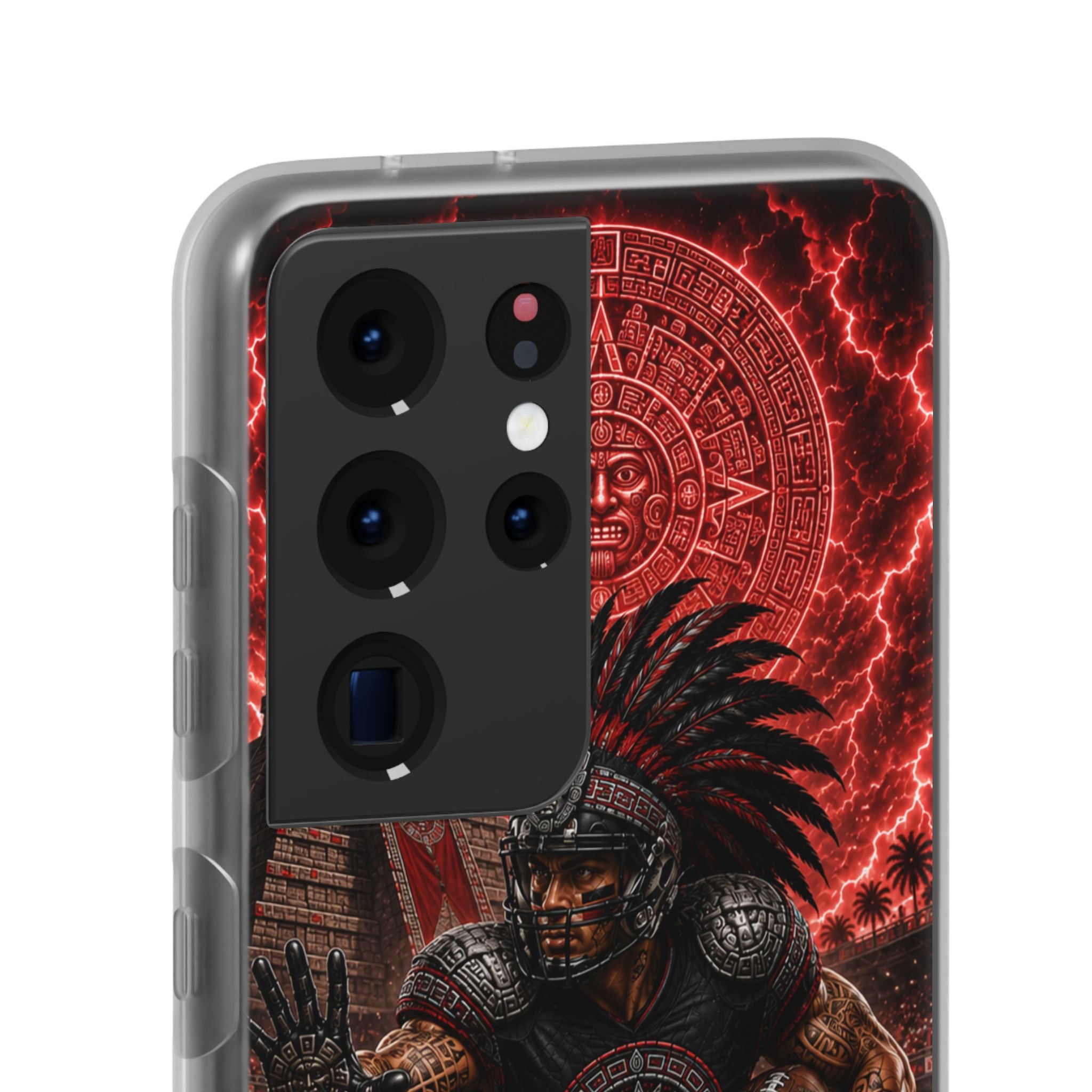 Aztec Football Warrior – Flexi Phone Case (iPhone & Samsung • Clear TPU • Made in USA • Personalized Option)