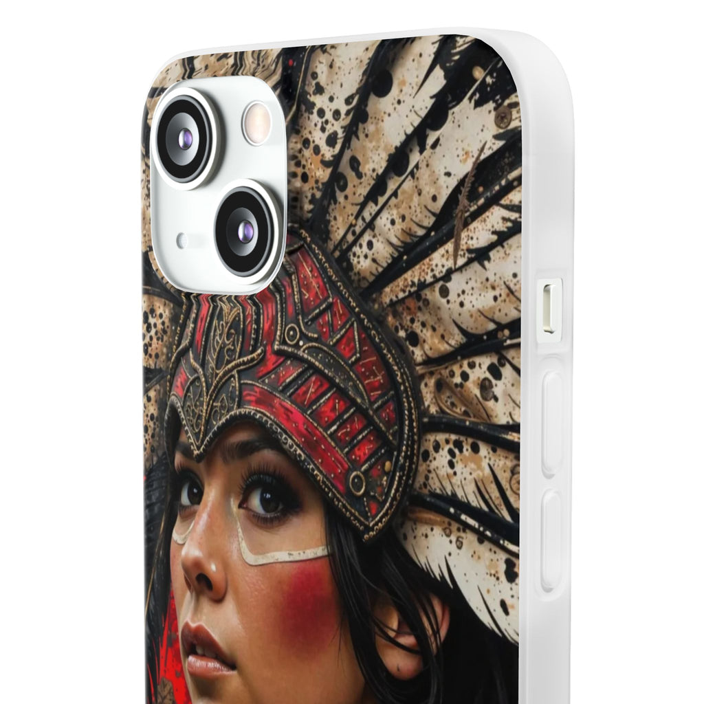 Aztec Moon Goddess – Flexi Phone Case (iPhone & Samsung • Clear TPU • Made in USA • Personalized Option)