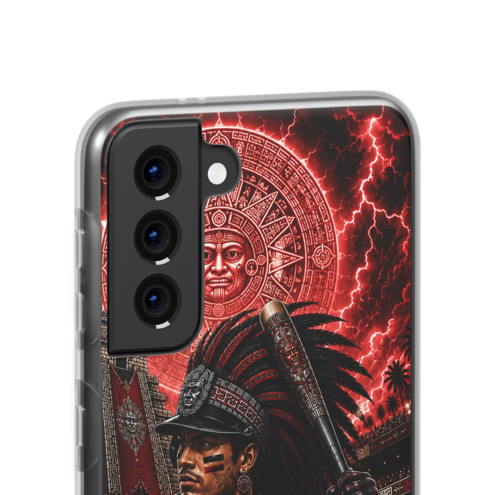Aztec Baseball Warrior – Flexi Phone Case (iPhone & Samsung • Clear TPU • Made & Shipped in the USA • 🚚 FREE USA Shipping • Personalized Option)