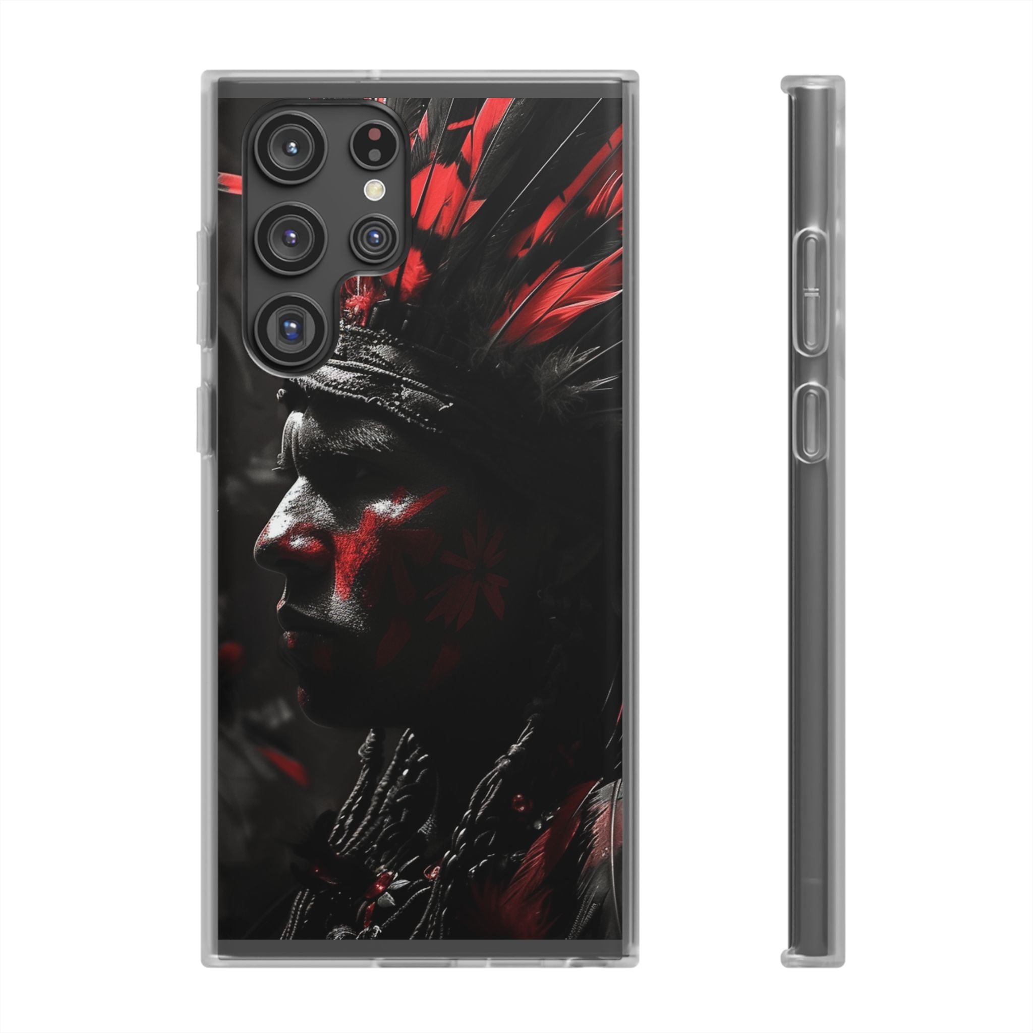 Aztec Jaguar Warrior – Flexi Phone Case (iPhone & Samsung • Clear TPU • Made in USA • Personalized Option)