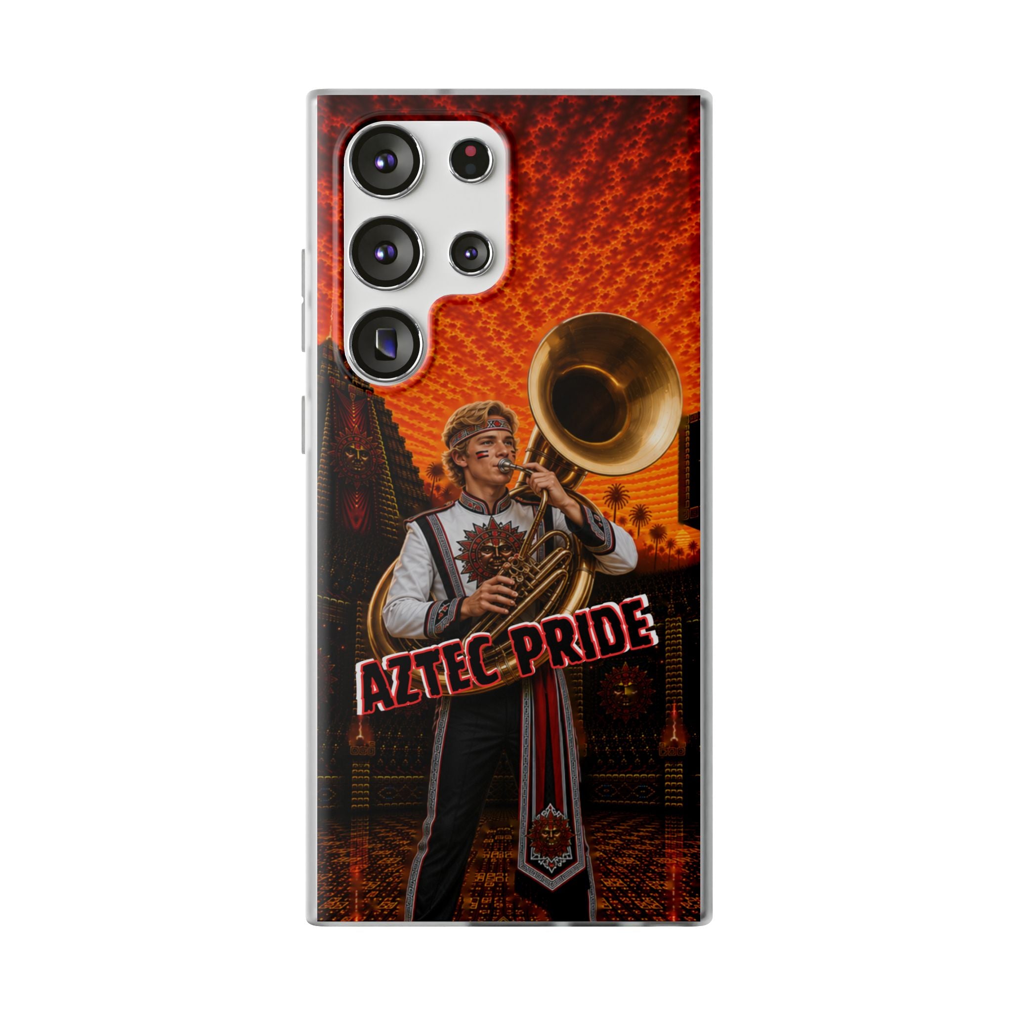 Aztec Band Warrior – Flexi Phone Case (iPhone & Samsung • Clear TPU • Made & Shipped in the USA • 🚚 FREE USA Shipping • Personalized Option)