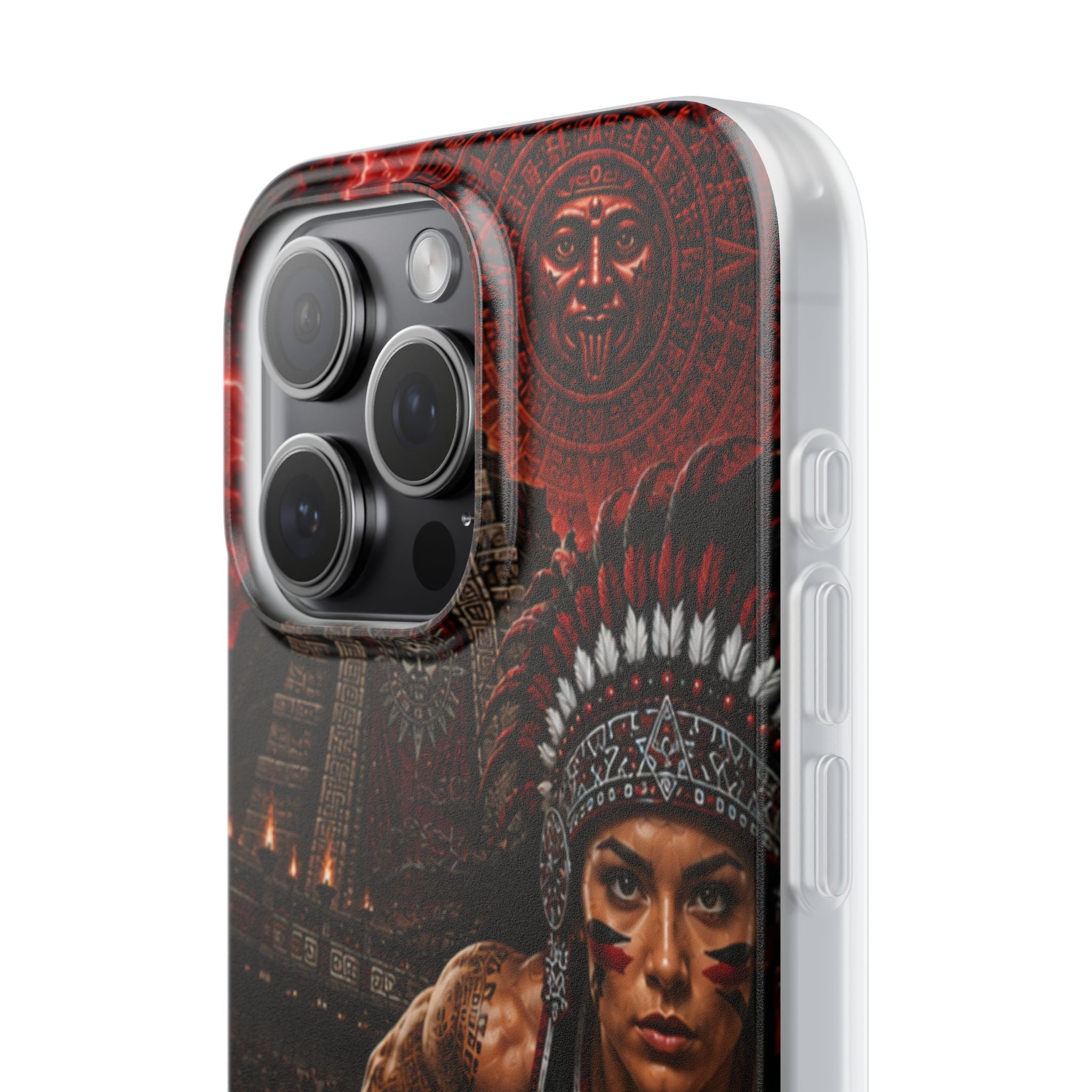 Aztec Track & Field Female Warrior – Flexi Phone Case (iPhone & Samsung • Clear TPU • Made & Shipped in the USA • 🚚 FREE USA Shipping • Personalized Option)