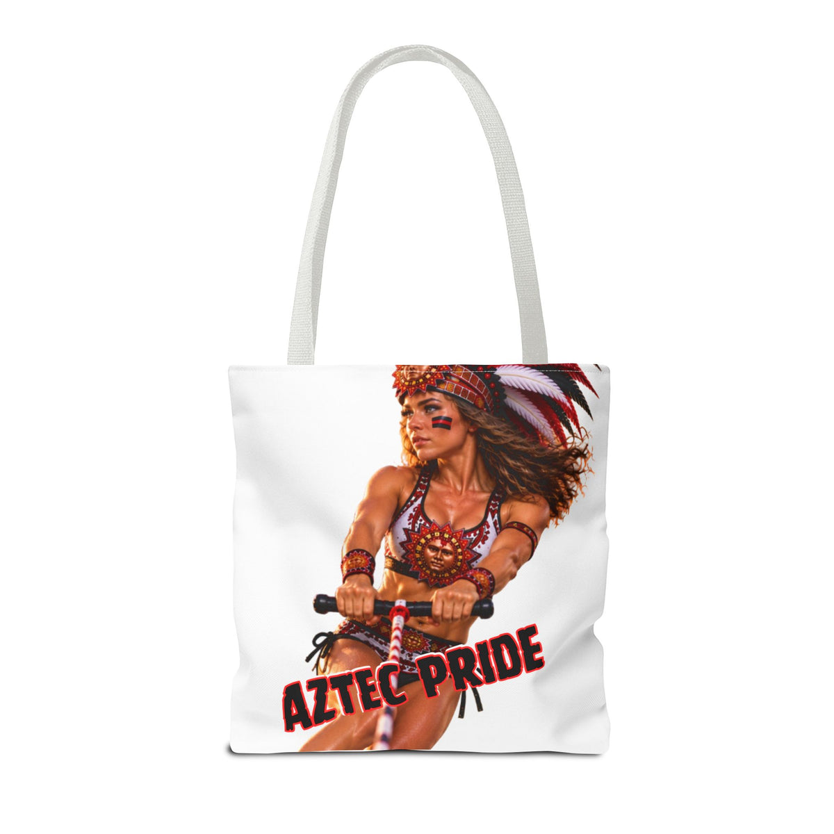 Aztec Waterski Wakeboard Female Warrior Tote Bag | Aztec-Inspired AI Art • Made & Shipped in the USA • 🚚 FREE USA Shipping • FREE Personalization