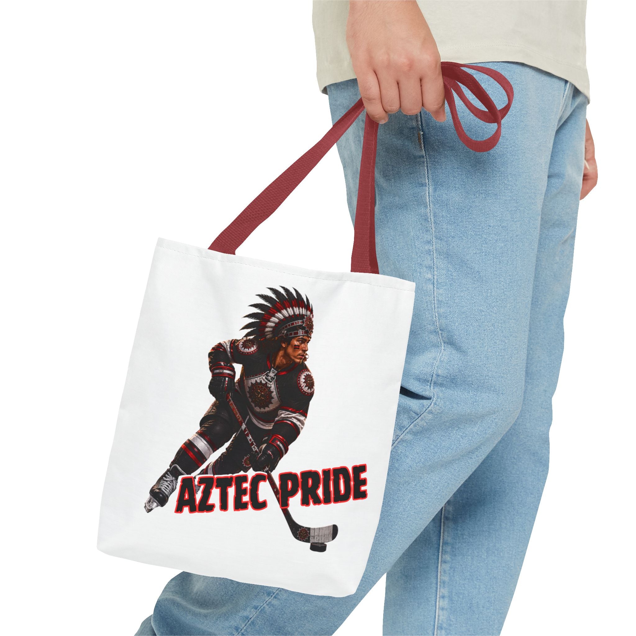 Aztec Hockey Warrior Tote Bag | Aztec-Inspired AI Art • Made & Shipped in the USA • 🚚 FREE USA Shipping • FREE Personalization