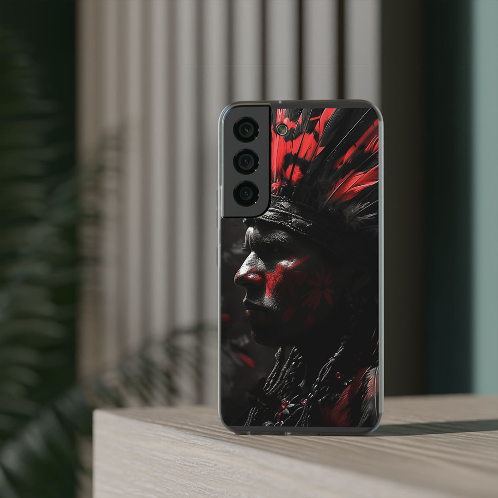 Aztec Jaguar Warrior – Flexi Phone Case (iPhone & Samsung • Clear TPU • Made in USA • Personalized Option)