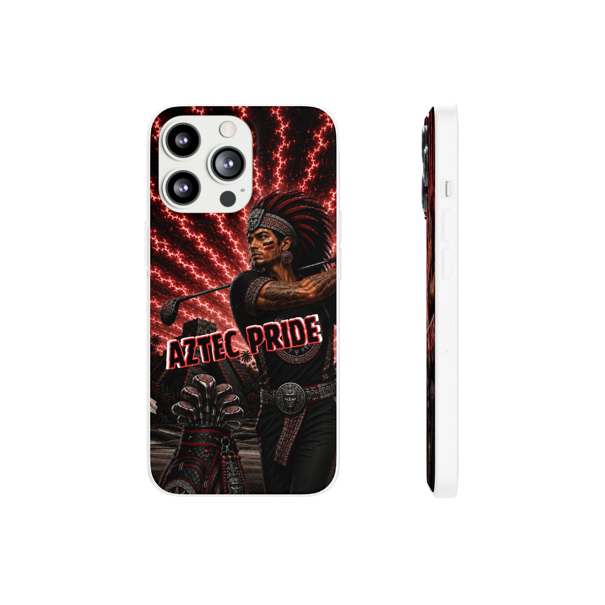 Aztec Golf Male Warrior – Flexi Phone Case (iPhone & Samsung • Clear TPU • Made & Shipped in the USA • 🚚 FREE USA Shipping • Personalized Option)