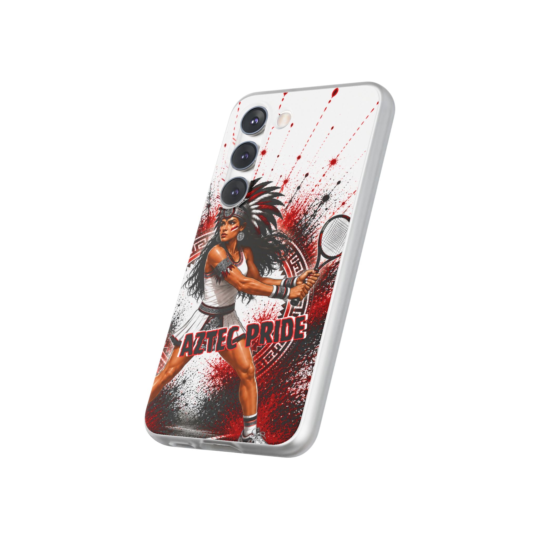 Aztec Tennis Female Warrior – Flexi Phone Case (iPhone & Samsung • Clear TPU • Made & Shipped in the USA • 🚚 FREE USA Shipping • Personalized Option)