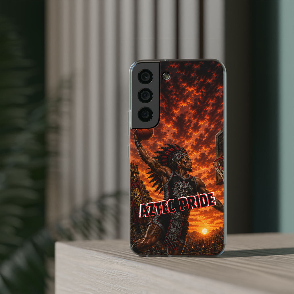 Aztec Basketball Male Warrior – Flexi Phone Case (iPhone & Samsung • Clear TPU • Made & Shipped in the USA • 🚚 FREE USA Shipping • Personalized Option)