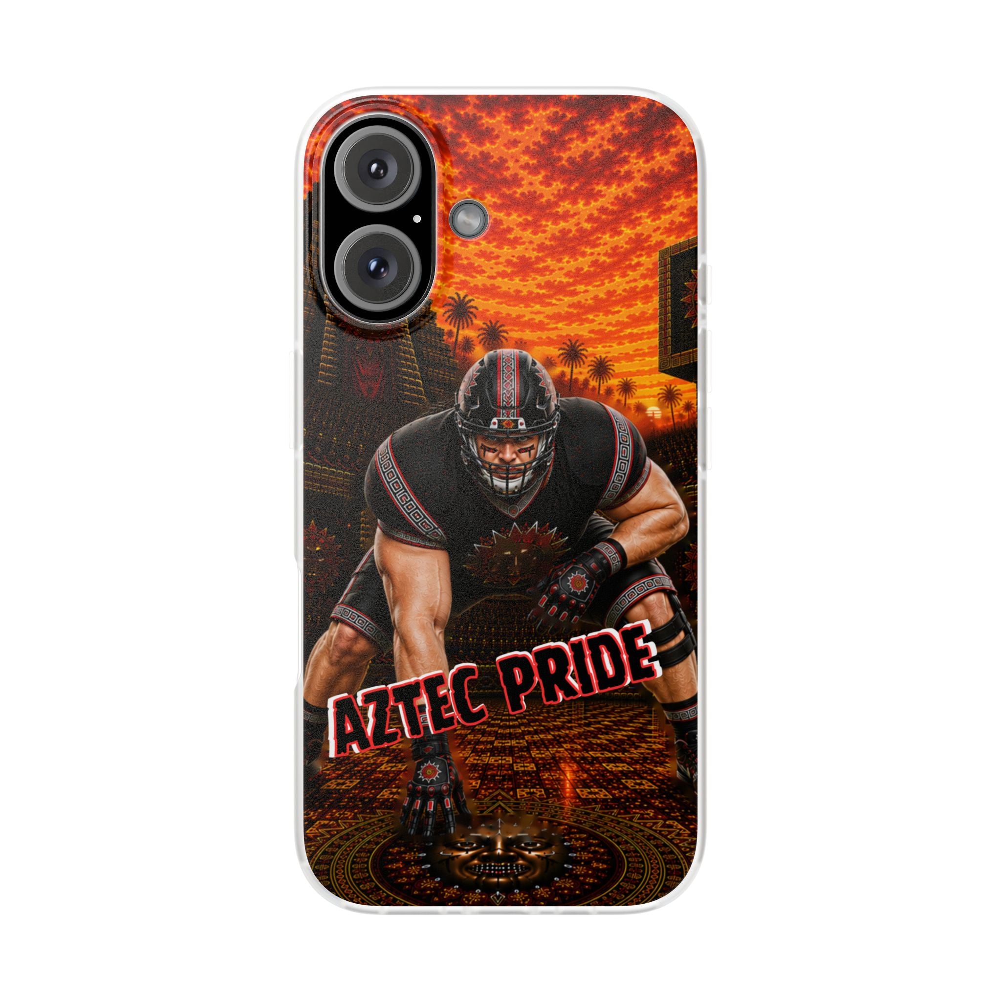 Aztec Football Warrior – Flexi Phone Case (iPhone & Samsung • Clear TPU • Made & Shipped in the USA • 🚚 FREE USA Shipping • Personalized Option)