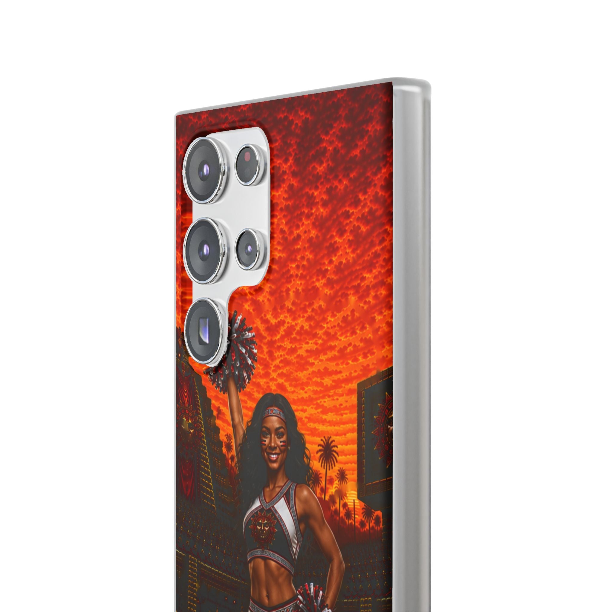 Aztec Cheerleader Warrior – Flexi Phone Case (iPhone & Samsung • Clear TPU • Made & Shipped in the USA • 🚚 FREE USA Shipping • Personalized Option)