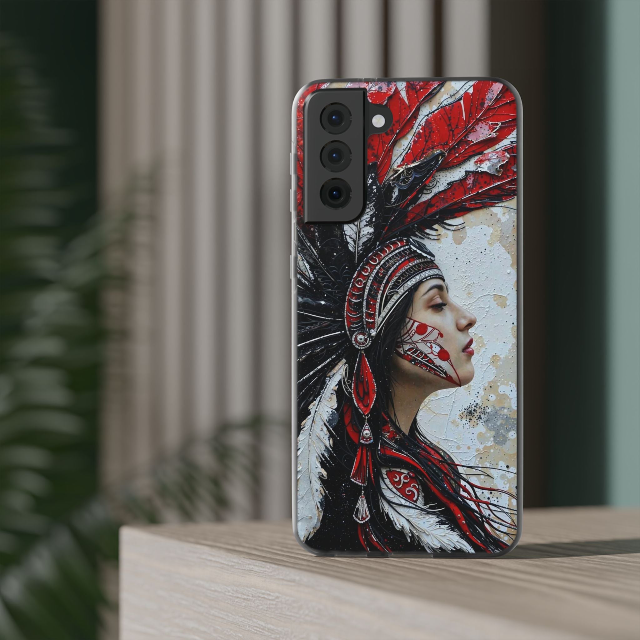 Aztec Silent Goddess – Flexi Phone Case (iPhone & Samsung • Clear TPU • Made in USA • Personalized Option)