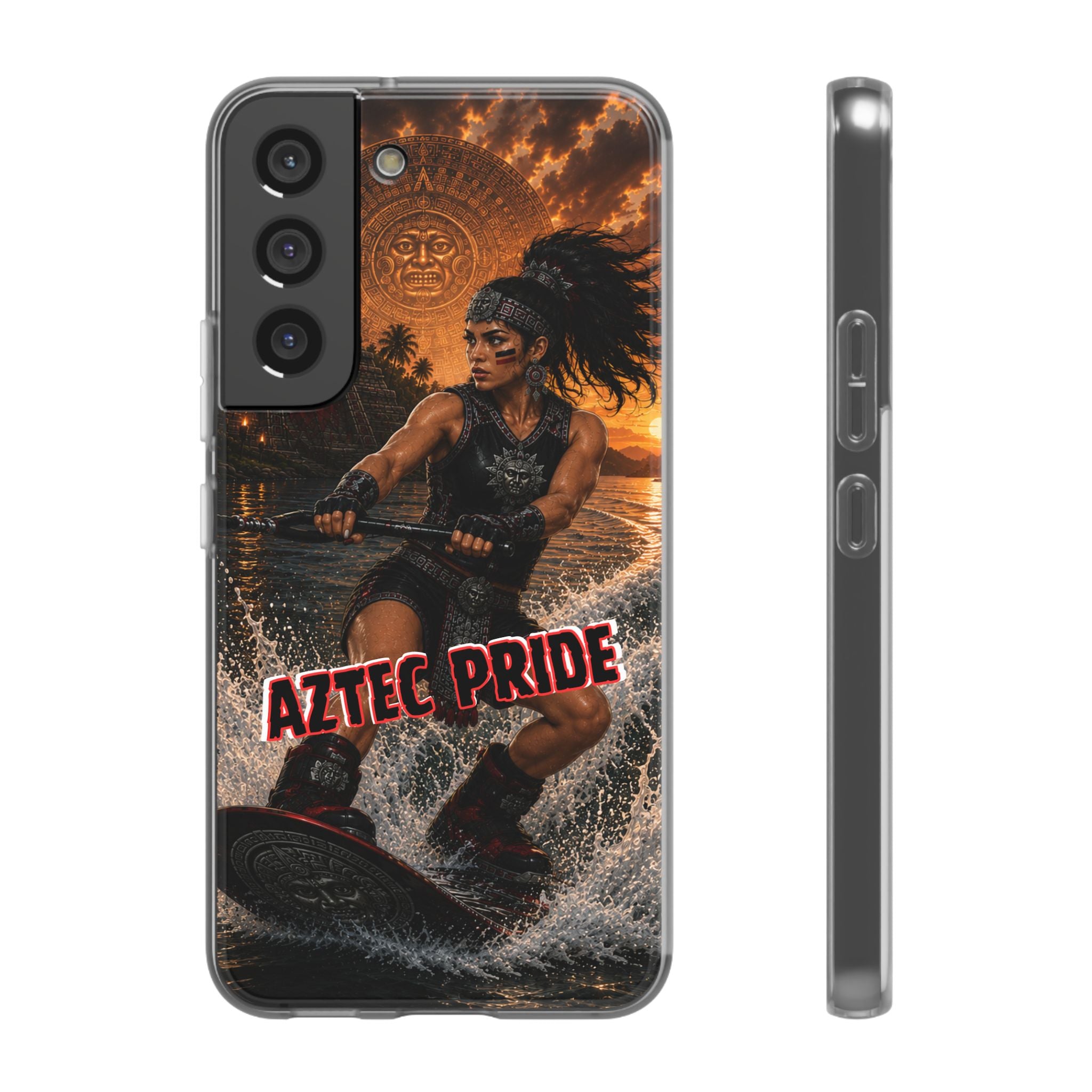 Aztec Wakeboard Female Warrior – Flexi Phone Case (iPhone & Samsung • Clear TPU • Made & Shipped in the USA • 🚚 FREE USA Shipping • Personalized Option)