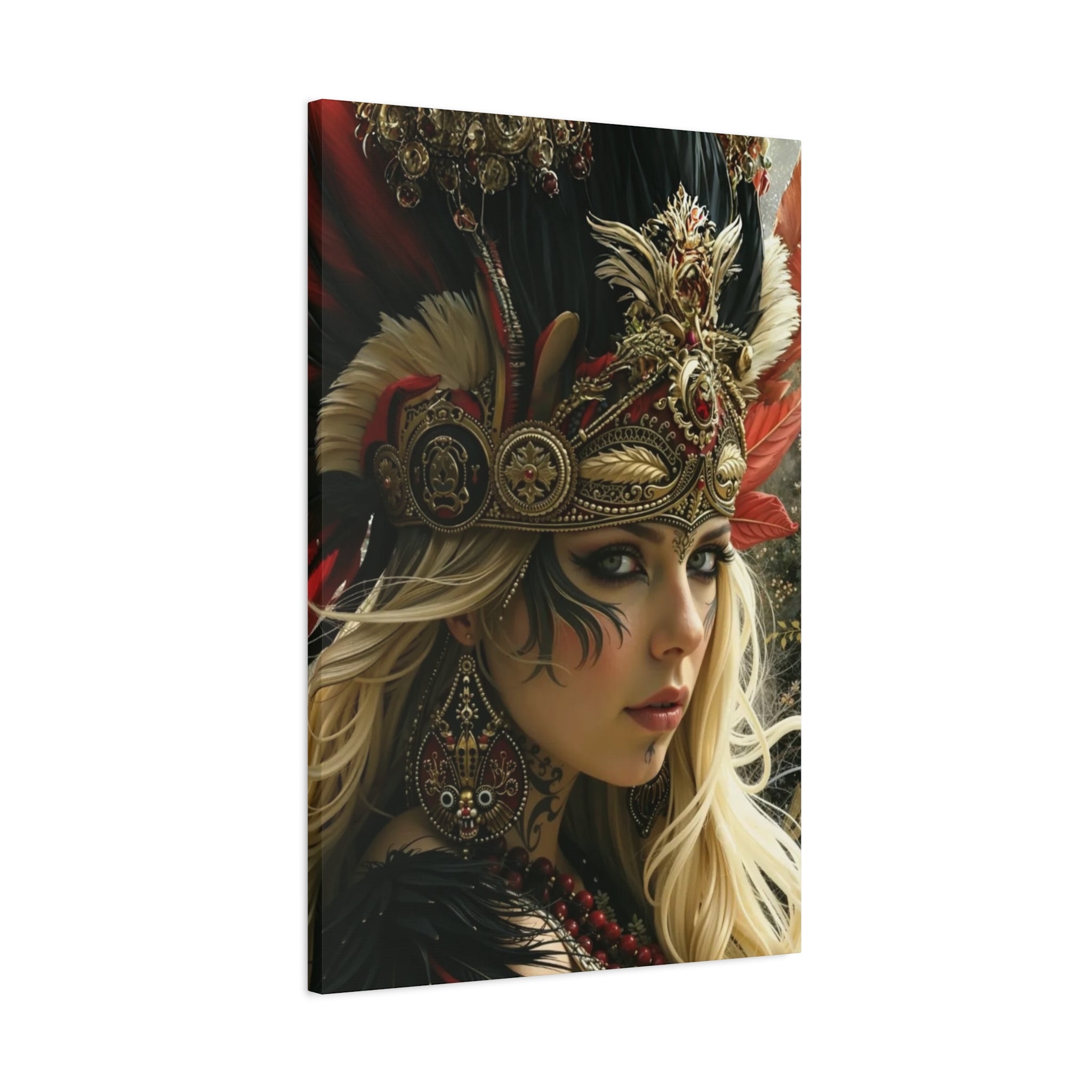 Aztec Fireheart Queen – Bold Aztec Wall Art Canvas