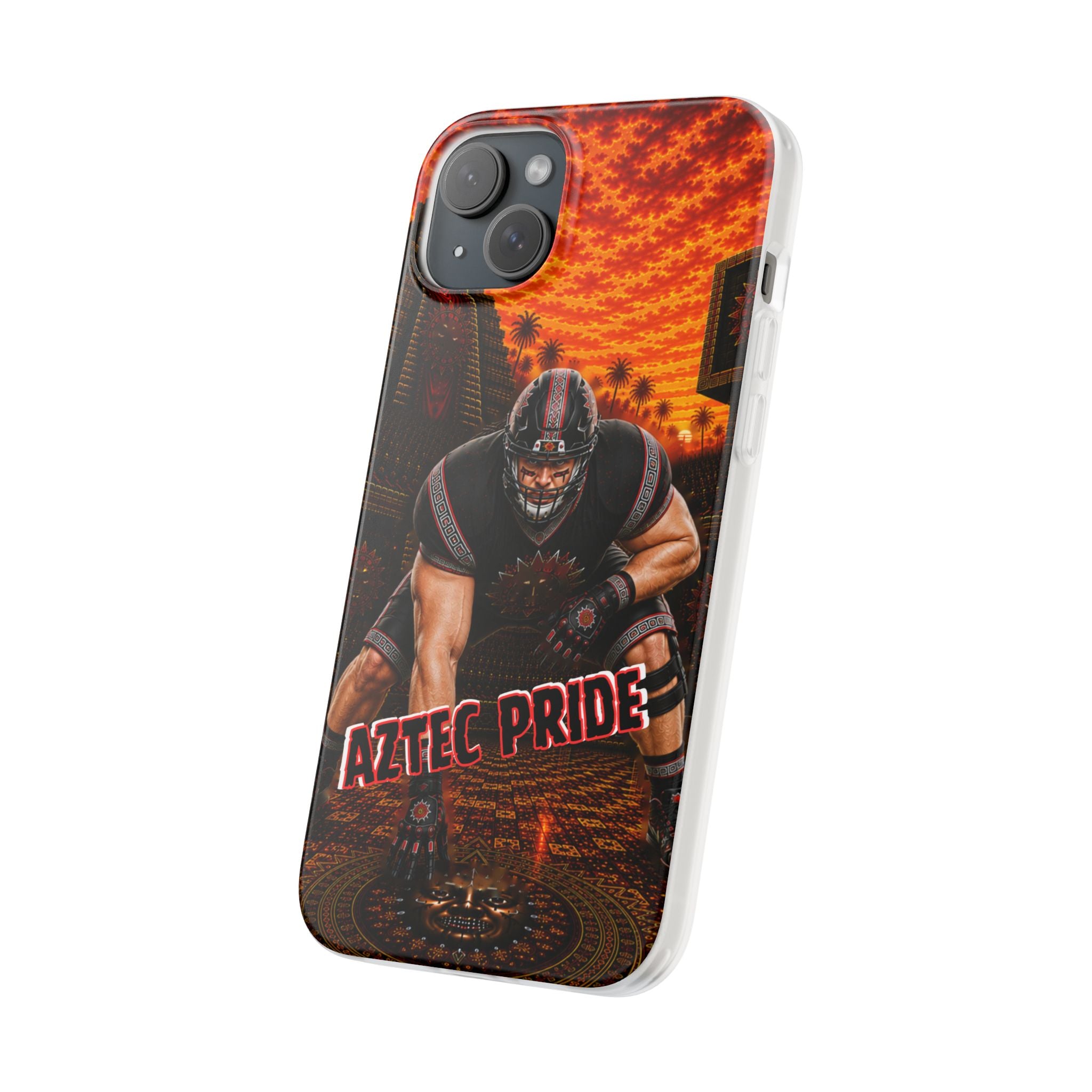 Aztec Football Warrior – Flexi Phone Case (iPhone & Samsung • Clear TPU • Made & Shipped in the USA • 🚚 FREE USA Shipping • Personalized Option)