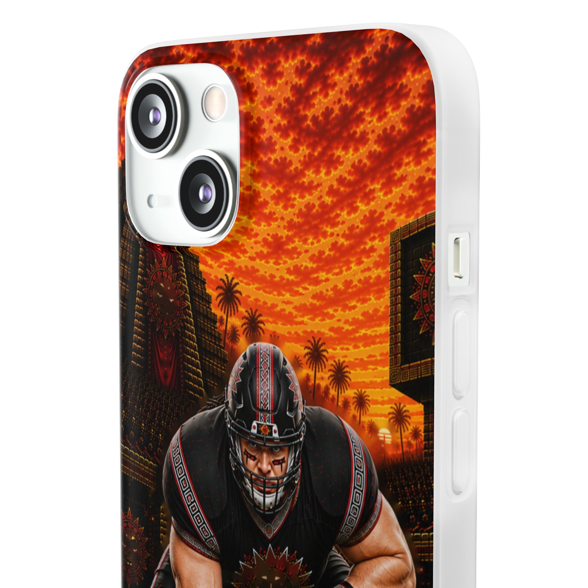 Aztec Football Warrior – Flexi Phone Case (iPhone & Samsung • Clear TPU • Made & Shipped in the USA • 🚚 FREE USA Shipping • Personalized Option)