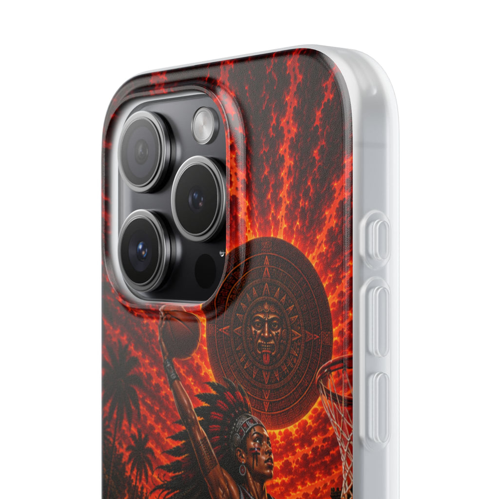 Aztec Basketball Female Warrior – Flexi Phone Case (iPhone & Samsung • Clear TPU • Made & Shipped in the USA • 🚚 FREE USA Shipping • Personalized Option)
