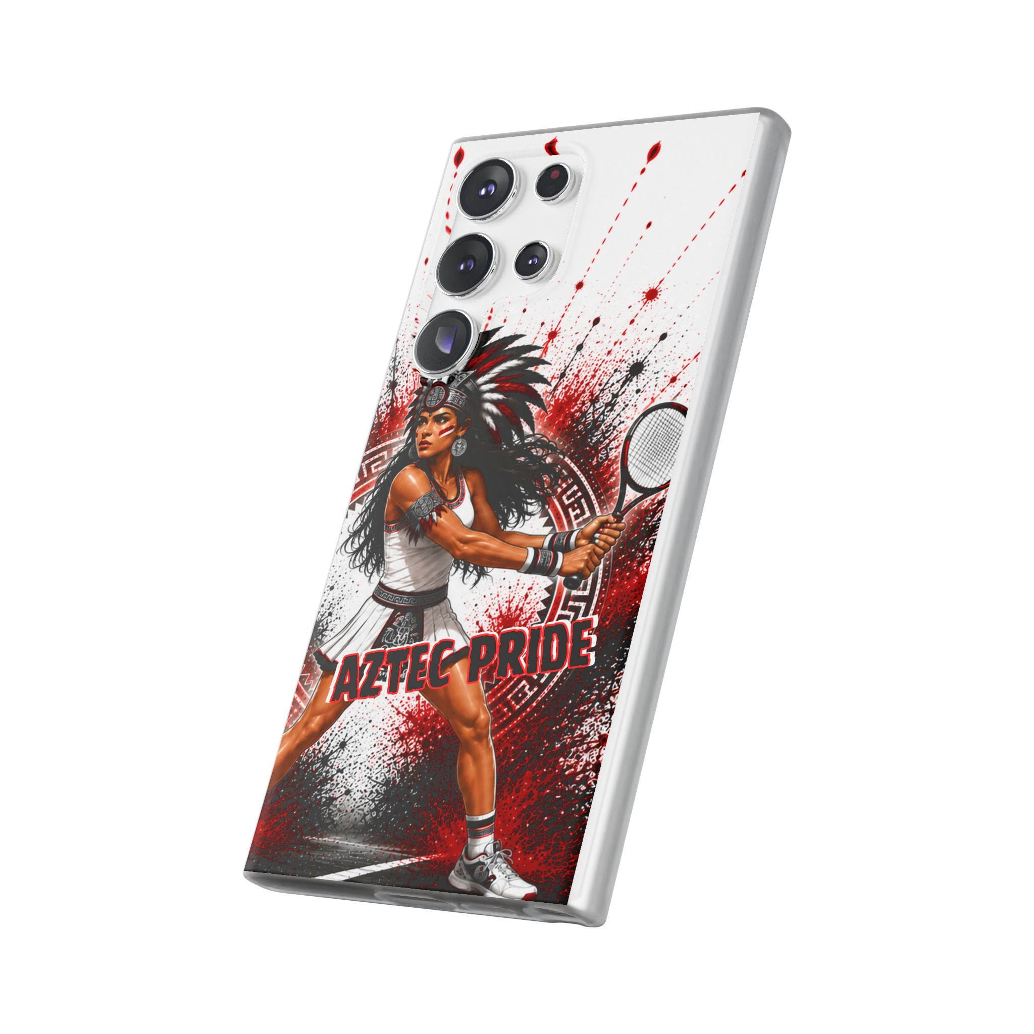 Aztec Tennis Female Warrior – Flexi Phone Case (iPhone & Samsung • Clear TPU • Made & Shipped in the USA • 🚚 FREE USA Shipping • Personalized Option)