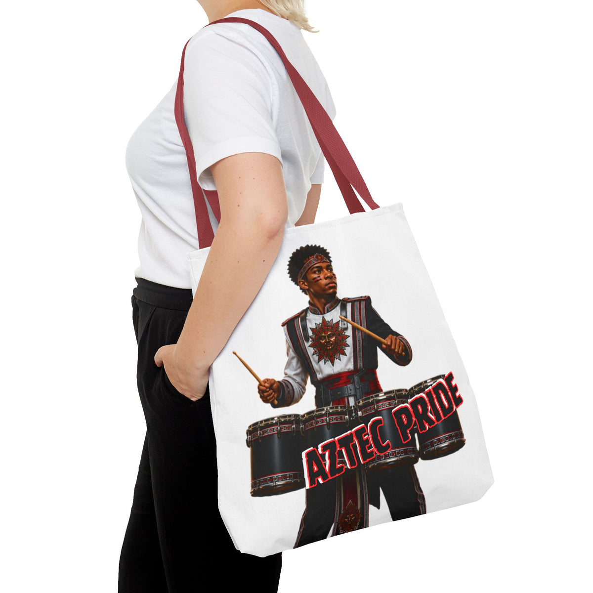 Aztec Band Warrior Tote Bag | Aztec-Inspired AI Art • Made & Shipped in the USA • 🚚 FREE USA Shipping • FREE Personalization