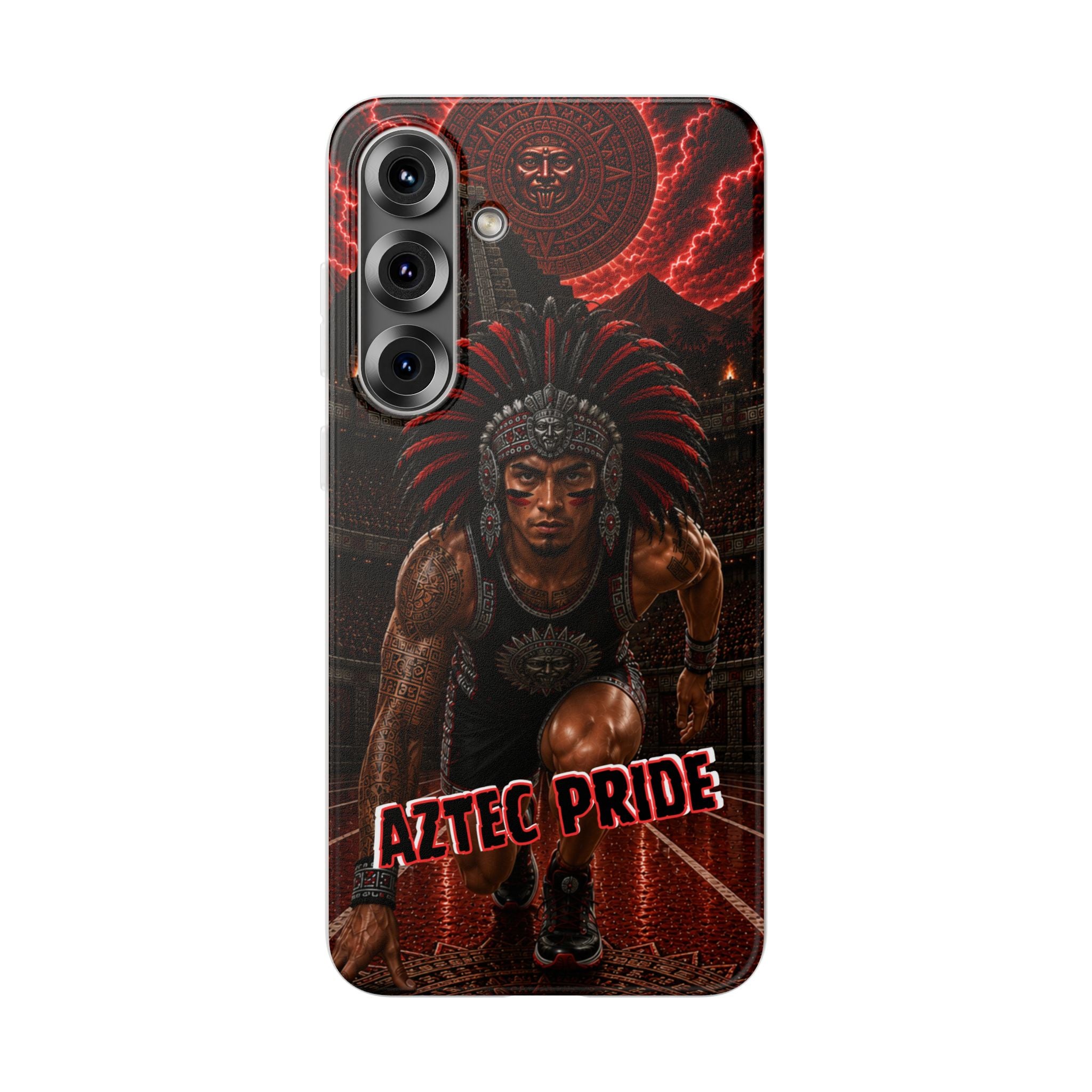 Aztec Track & Field Male Warrior – Flexi Phone Case (iPhone & Samsung • Clear TPU • Made & Shipped in the USA • 🚚 FREE USA Shipping • Personalized Option)
