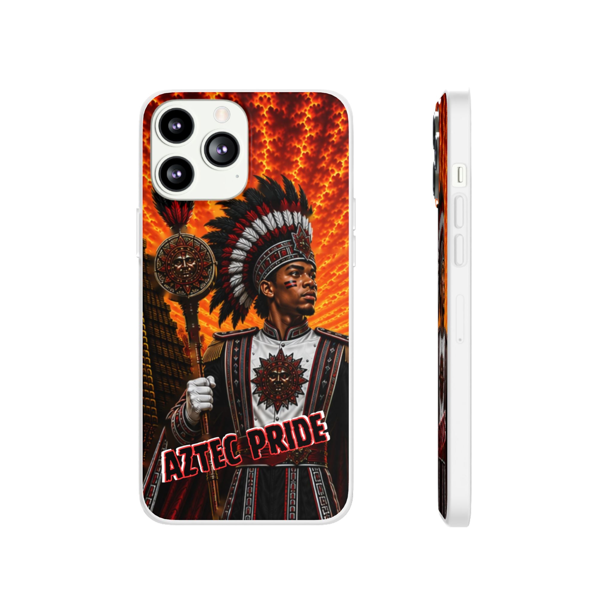 Aztec Drum Major Warrior – Flexi Phone Case (iPhone & Samsung • Clear TPU • Made & Shipped in the USA • 🚚 FREE USA Shipping • Personalized Option)