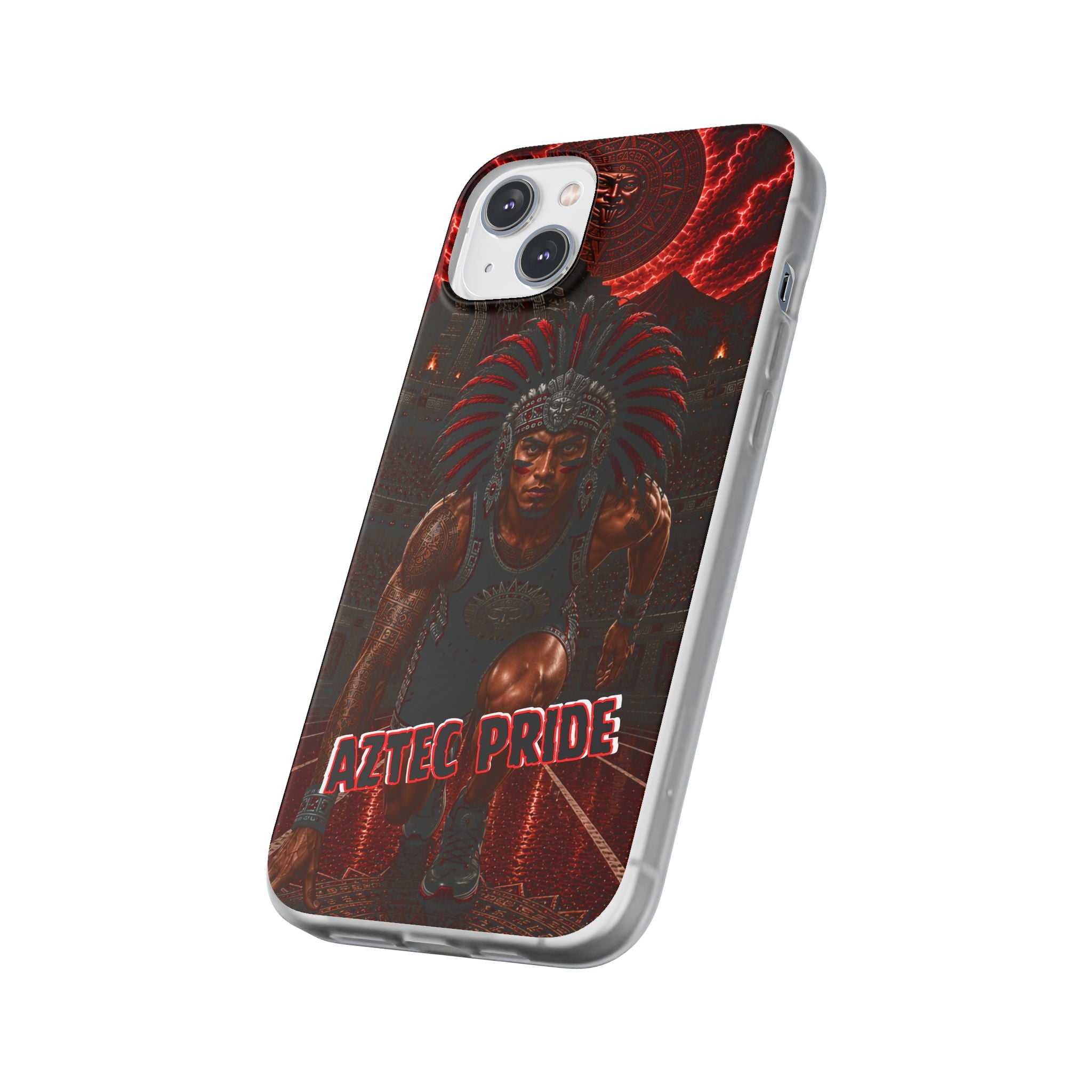 Aztec Track & Field Male Warrior – Flexi Phone Case (iPhone & Samsung • Clear TPU • Made & Shipped in the USA • 🚚 FREE USA Shipping • Personalized Option)