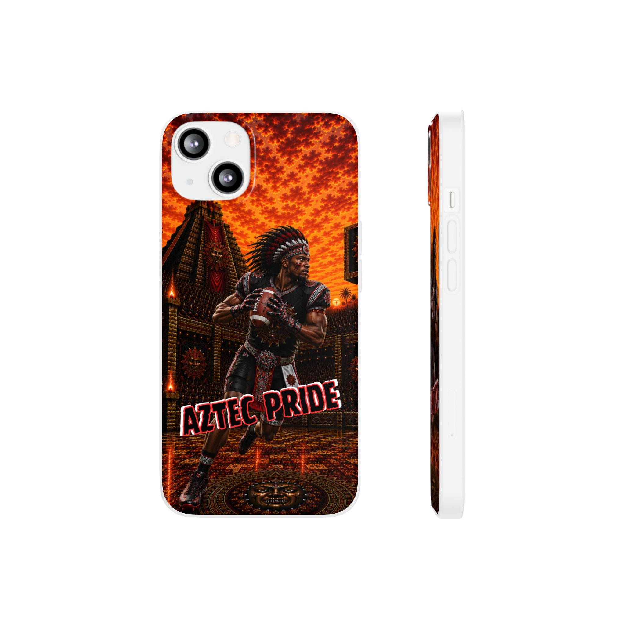 Aztec Football Warrior – Flexi Phone Case (iPhone & Samsung • Clear TPU • Made & Shipped in the USA • 🚚 FREE USA Shipping • Personalized Option)