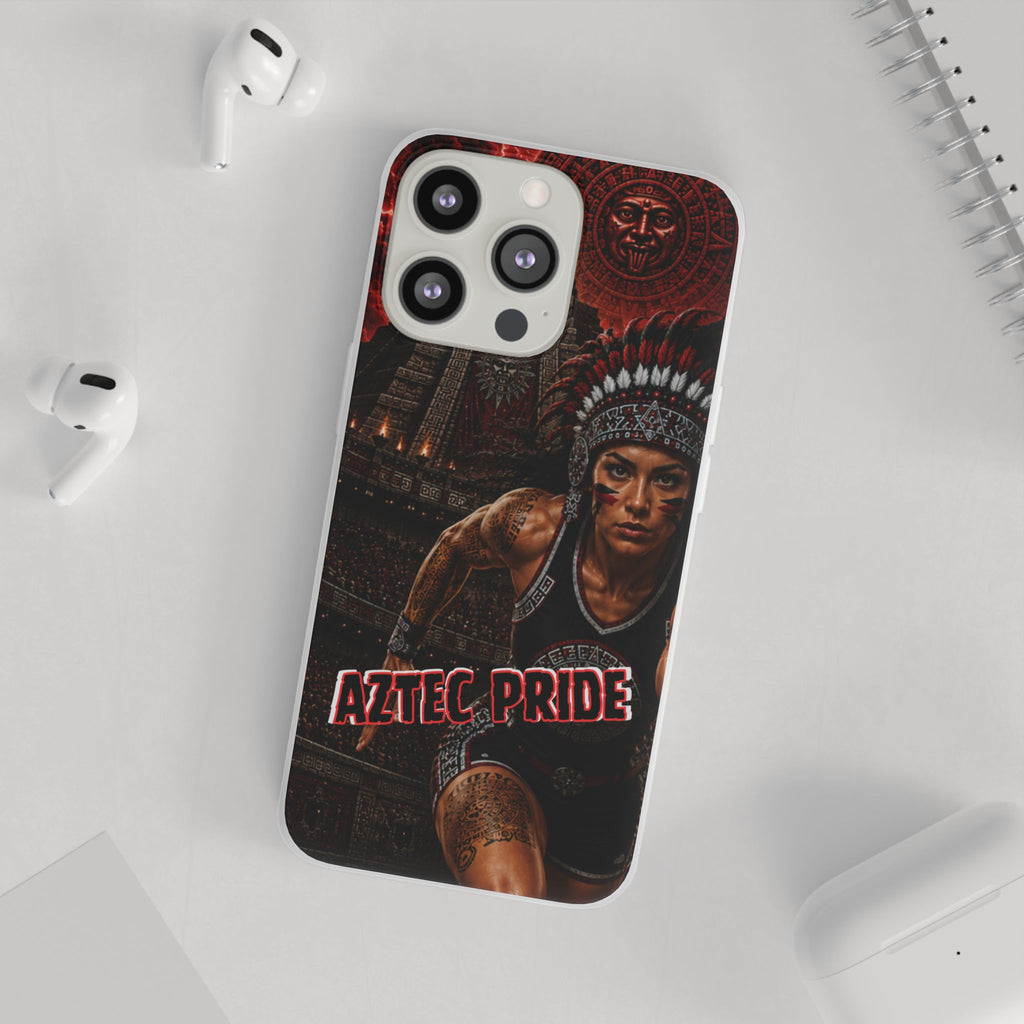 Aztec Track & Field Female Warrior – Flexi Phone Case (iPhone & Samsung • Clear TPU • Made & Shipped in the USA • 🚚 FREE USA Shipping • Personalized Option)