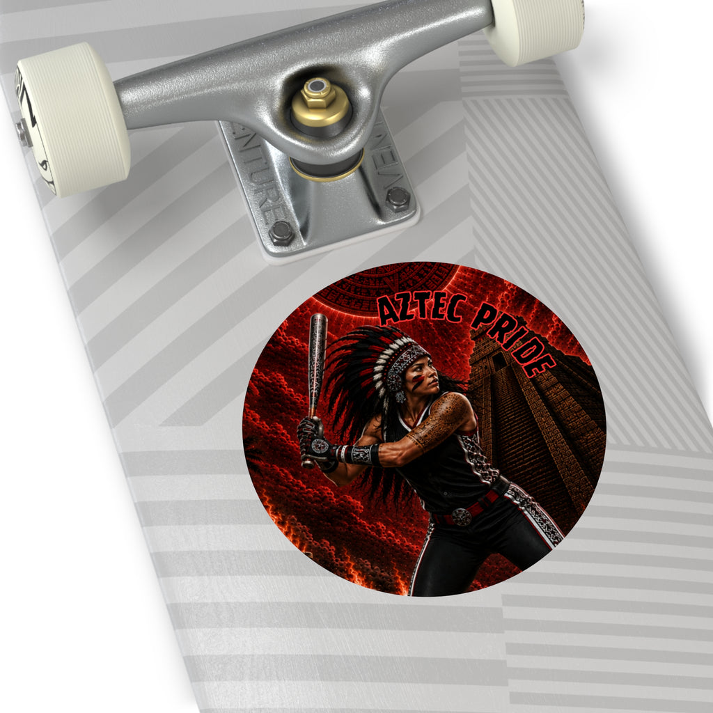 Aztec Softball Warrior Round Vinyl Sticker 2”–6” | Made & Shipped in the USA • 🚚 FREE USA Shipping • Personalized Option
