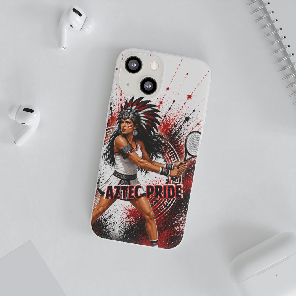 Aztec Tennis Female Warrior – Flexi Phone Case (iPhone & Samsung • Clear TPU • Made & Shipped in the USA • 🚚 FREE USA Shipping • Personalized Option)